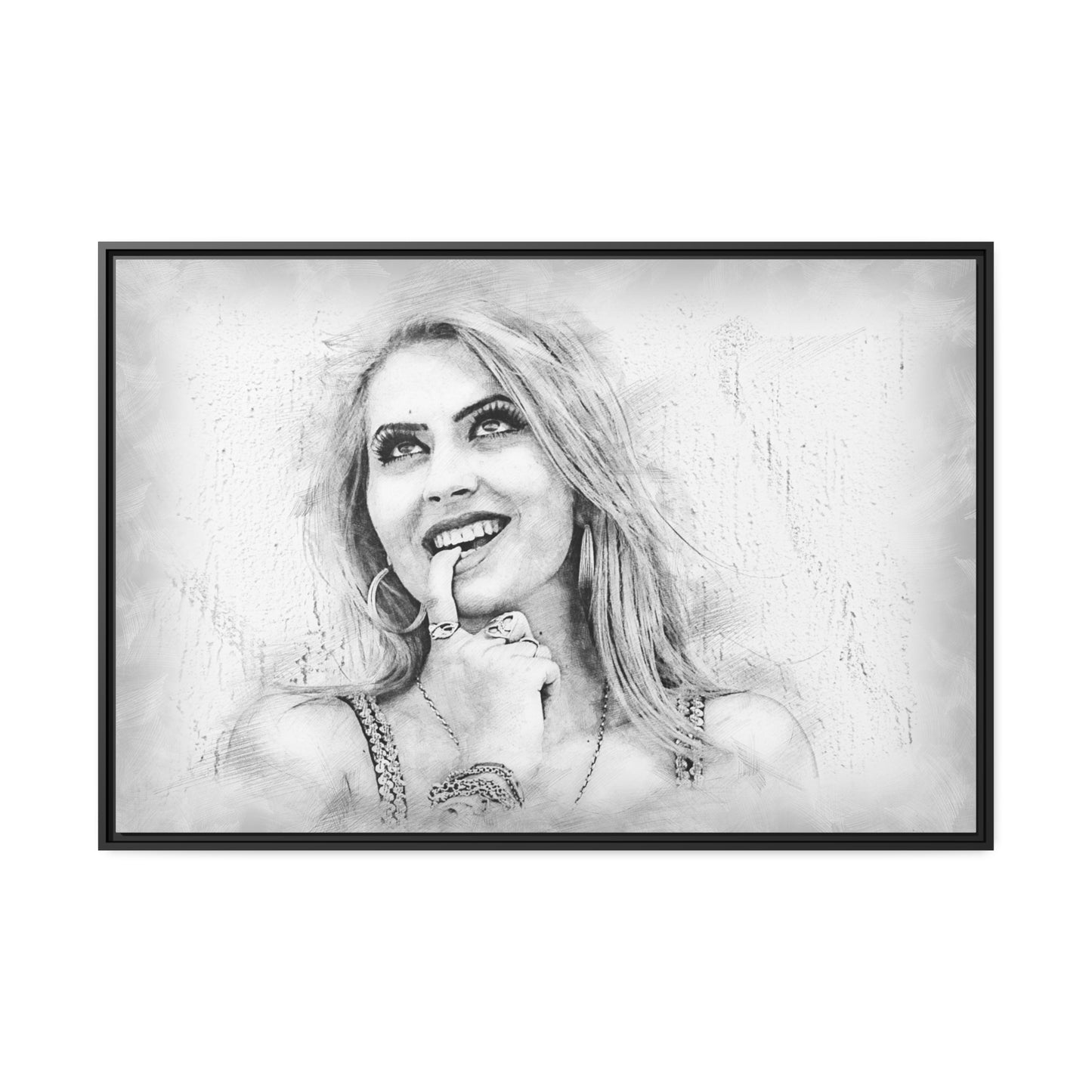 Woman Matte Canvas, Black Frame