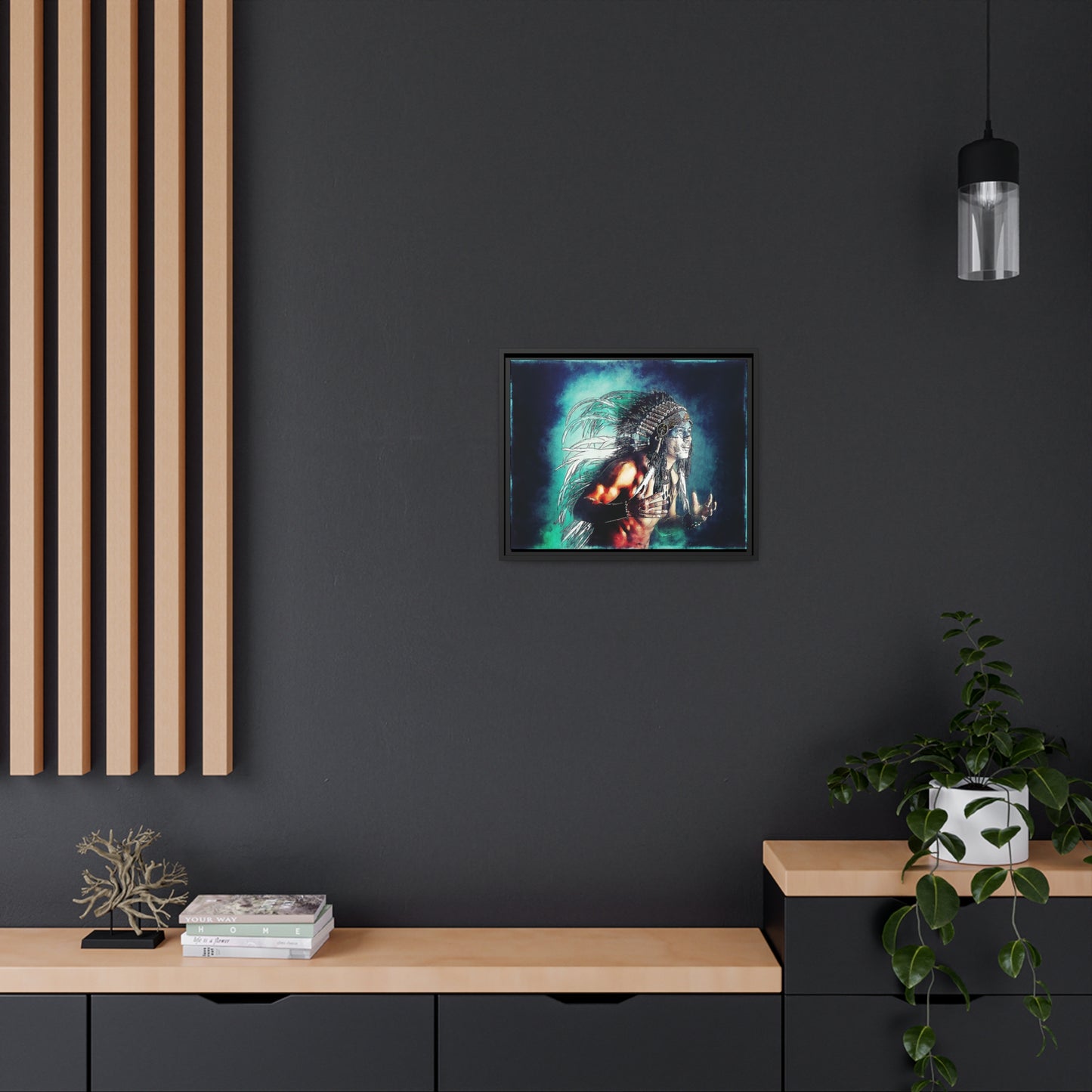 First Nation Man Matte Canvas, Black Frame