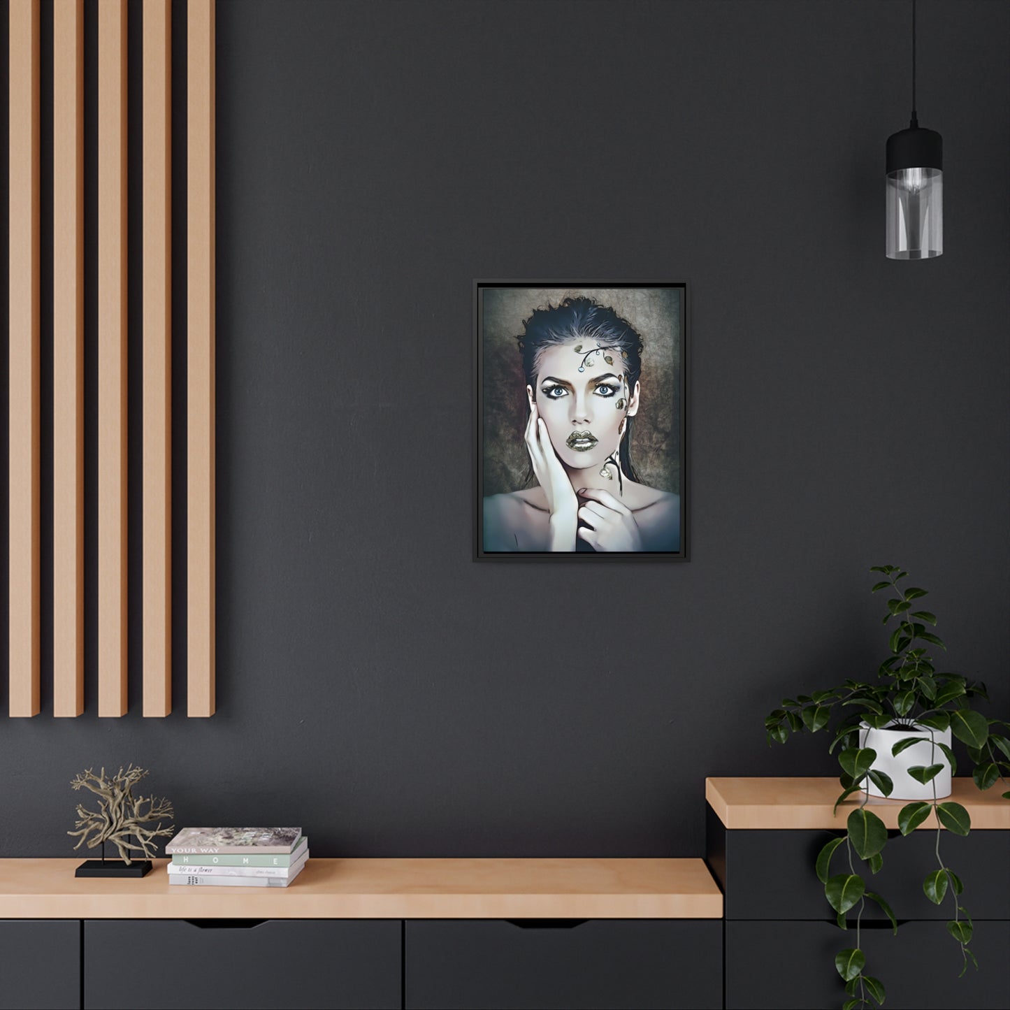 Woman Portrait Matte Canvas, Black Frame
