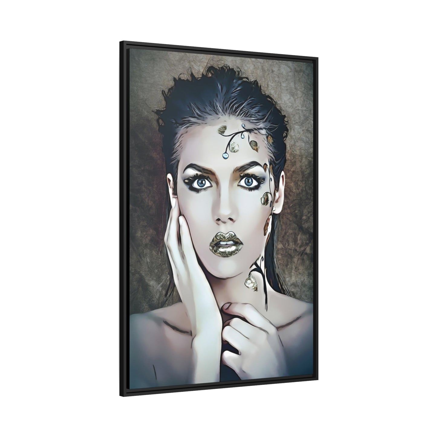 Woman Portrait Matte Canvas, Black Frame