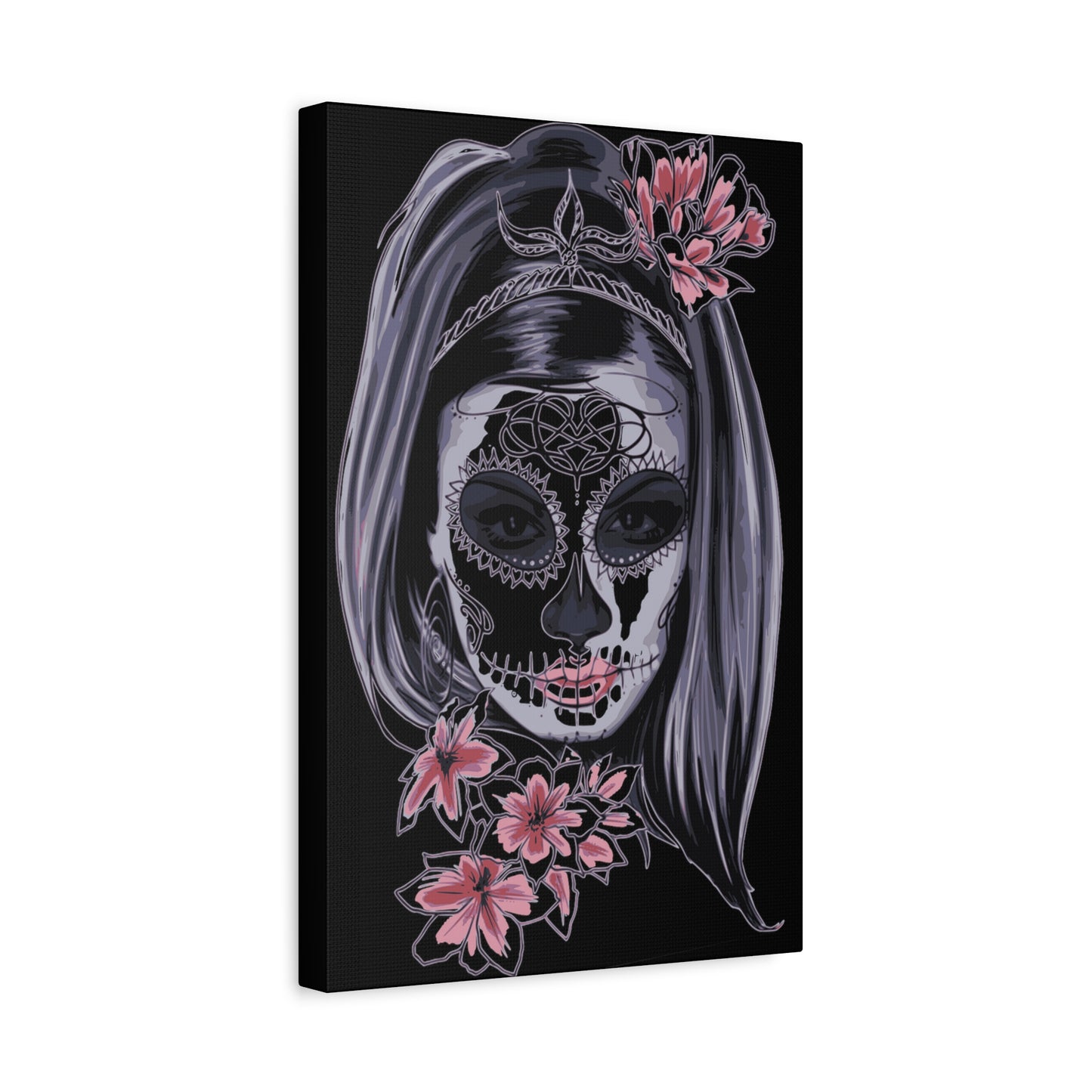 Lady Dead Mask Black Matte Canvas, Stretched, 1.25"