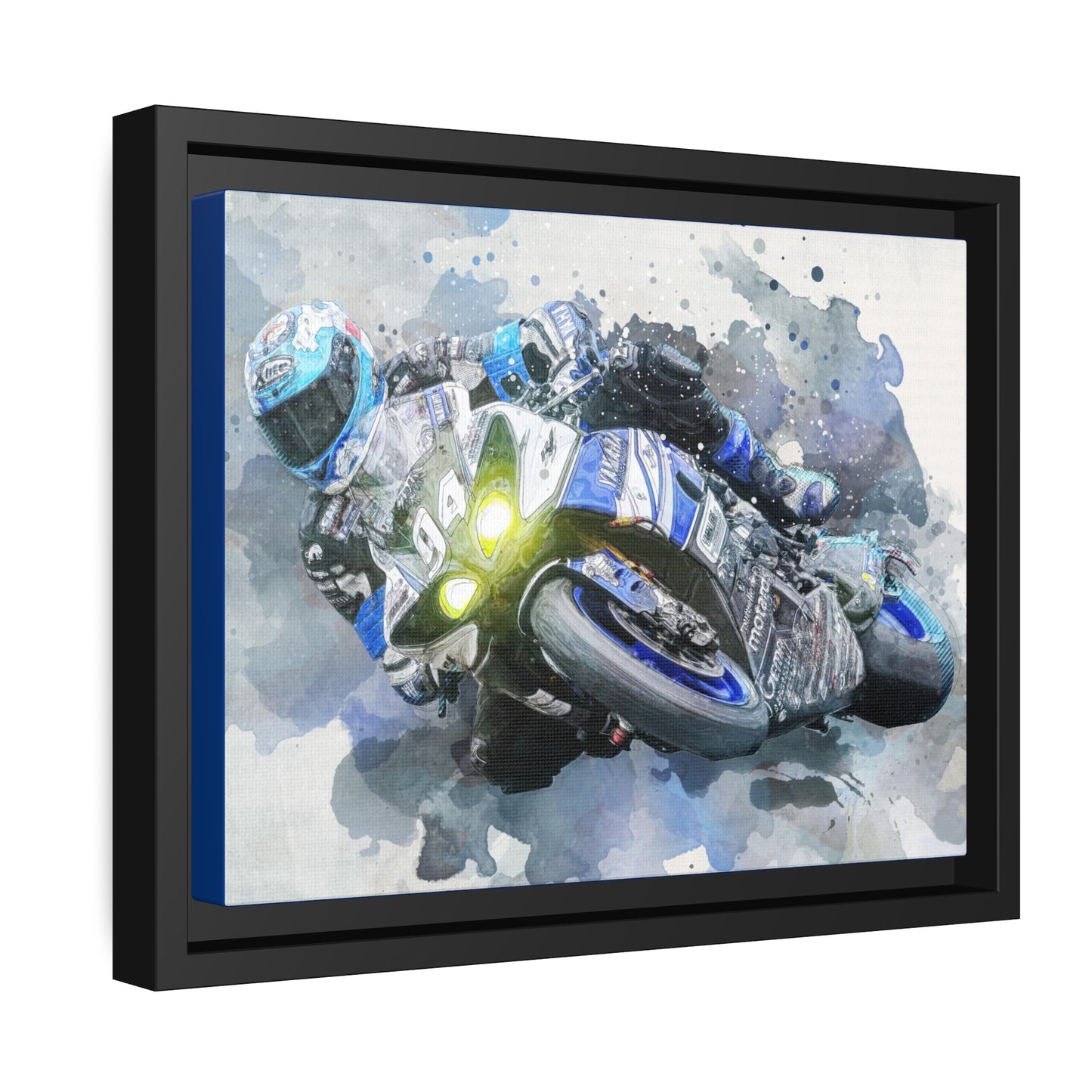 Motorcycle Race Matte Canvas, Black Frame
