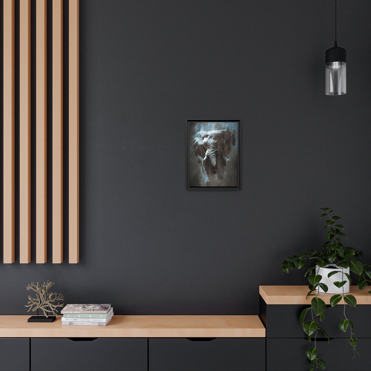 Elephant AI Gen Matte Canvas, Black Frame