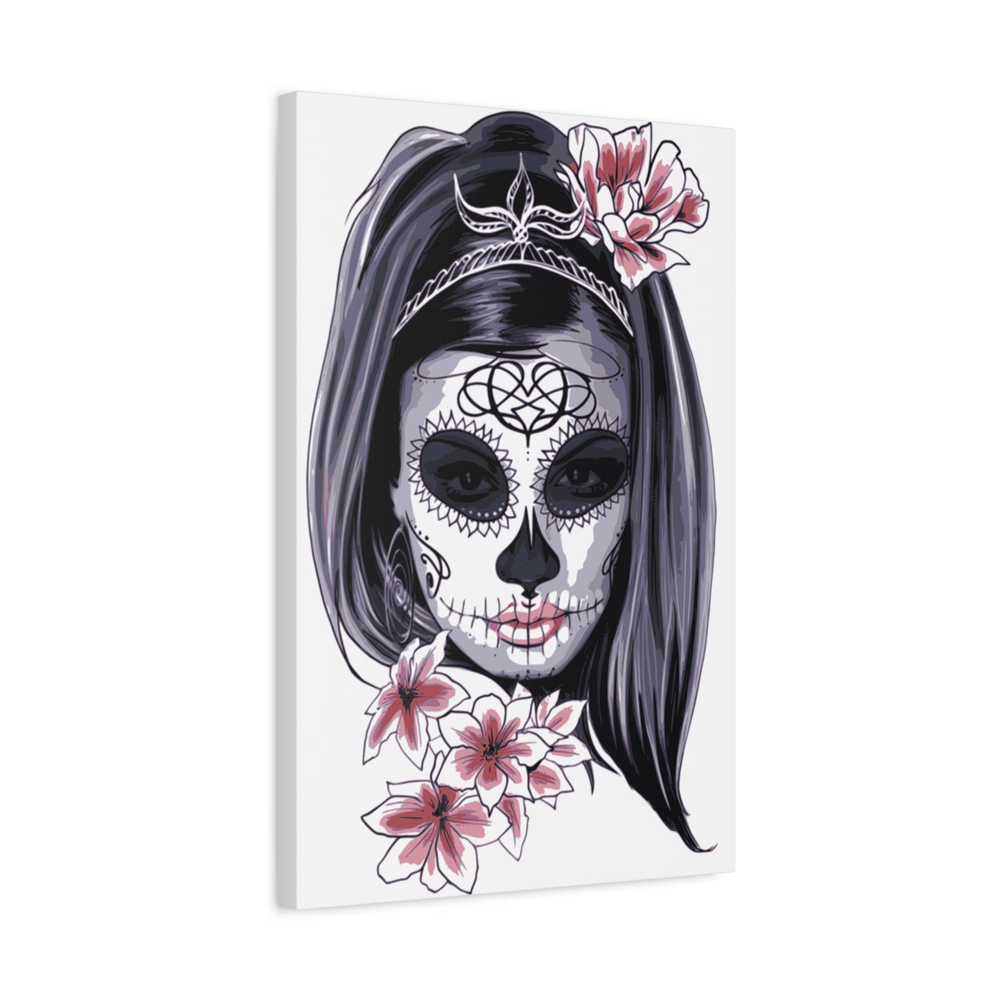 Lady Dead Mask White Matte Canvas, Stretched, 1.25"