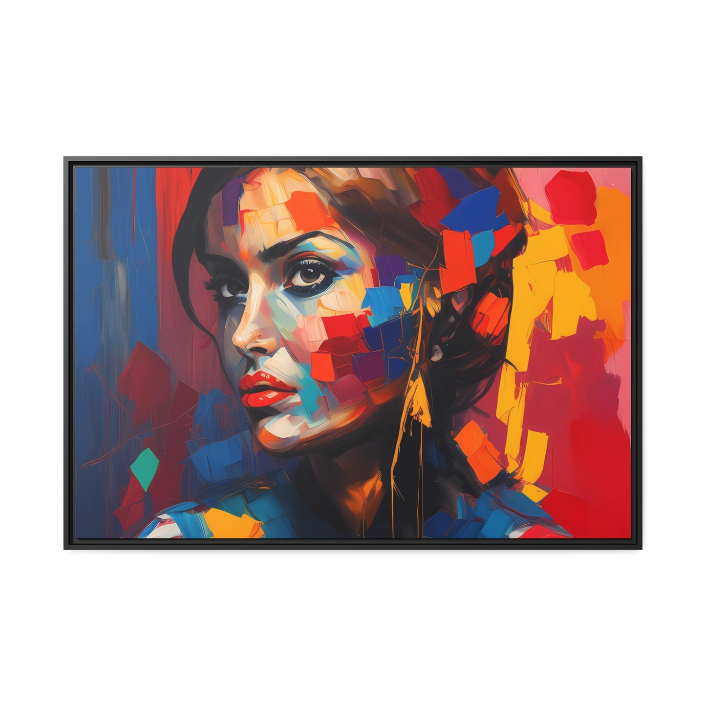 Woman AI Gen Matte Canvas, Black Frame