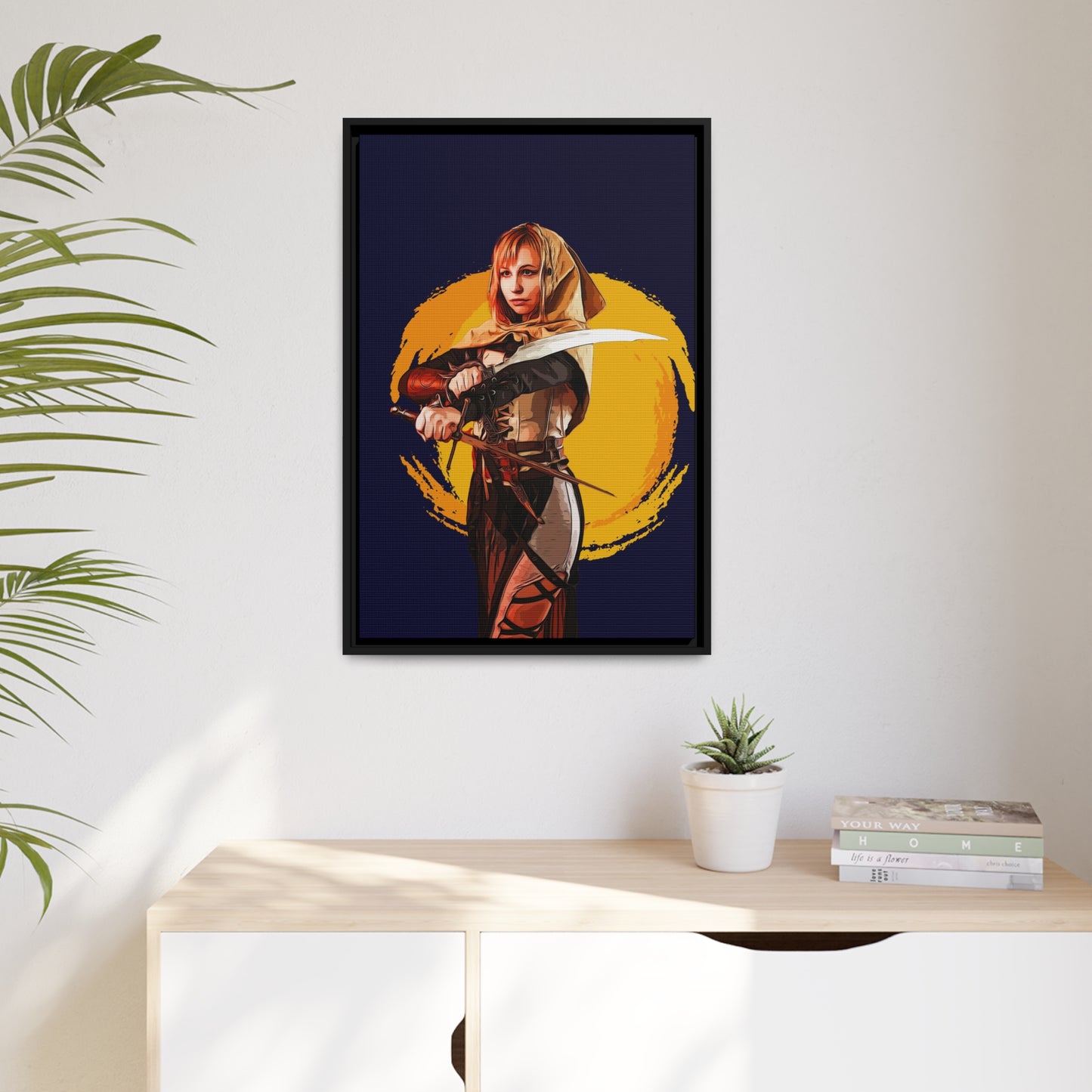 Cosplay Woman Warrior Matte Canvas, Black Frame