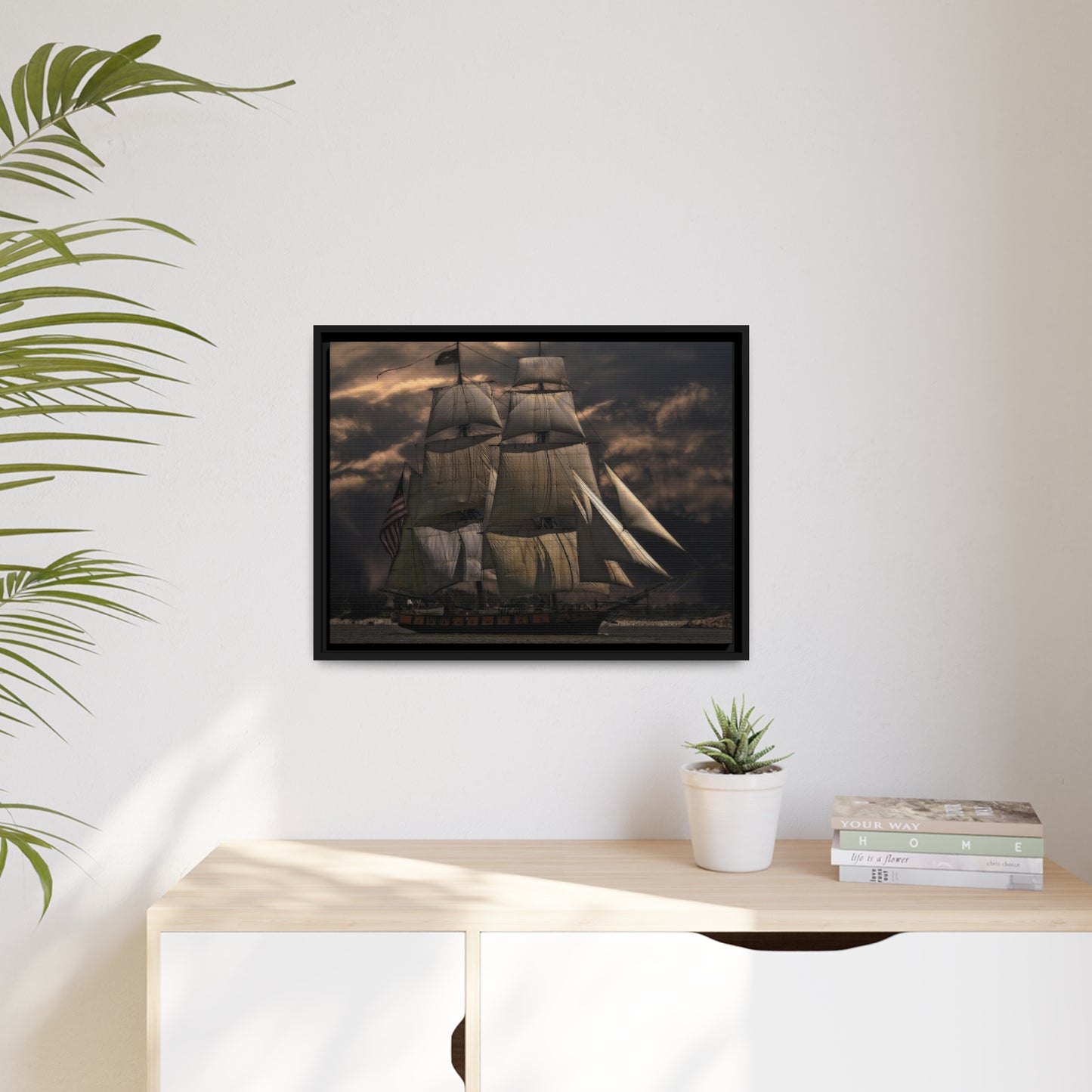 Sailing Ship Matte Canvas, Black Frame