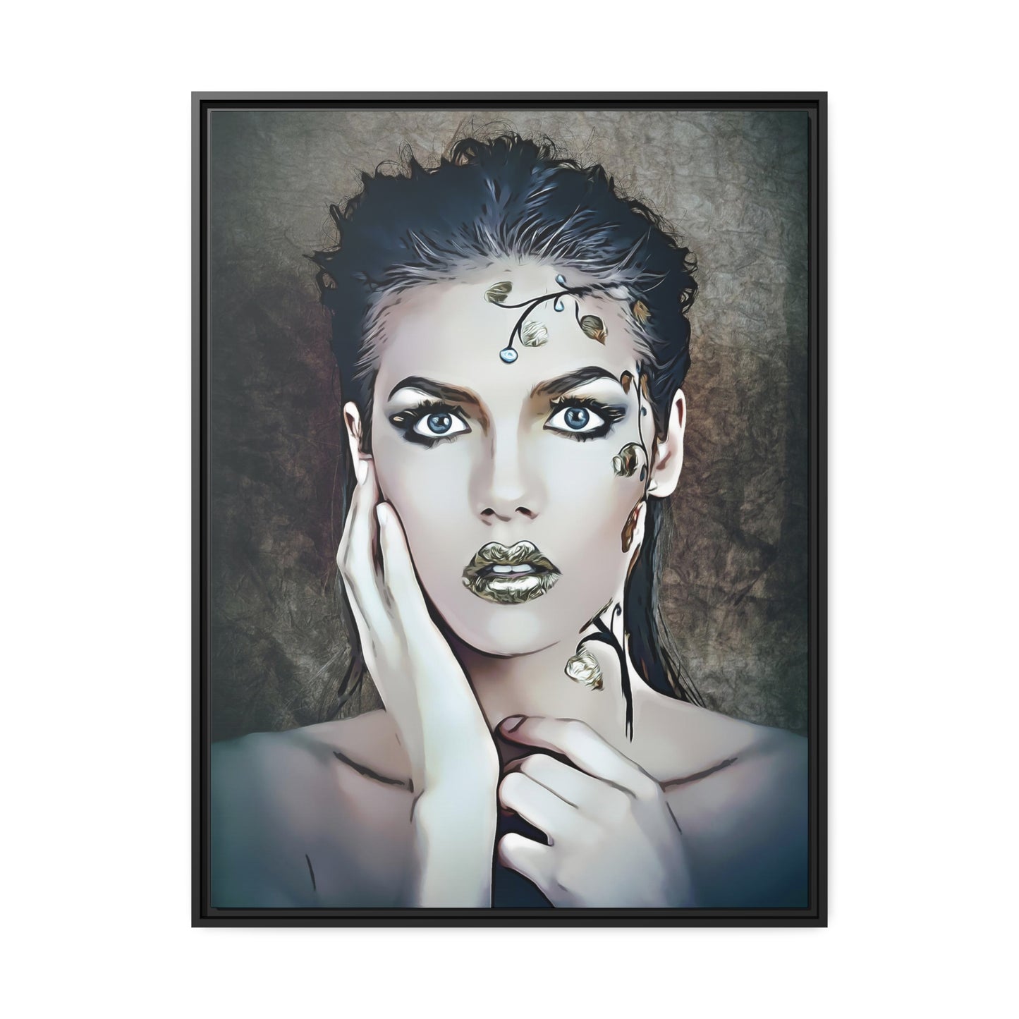 Woman Portrait Matte Canvas, Black Frame
