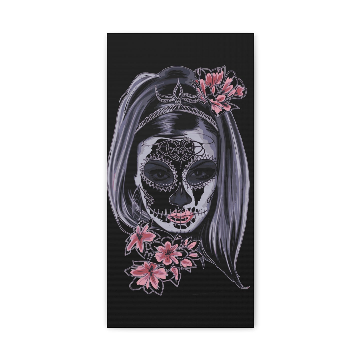 Lady Dead Mask Black Matte Canvas, Stretched, 1.25"