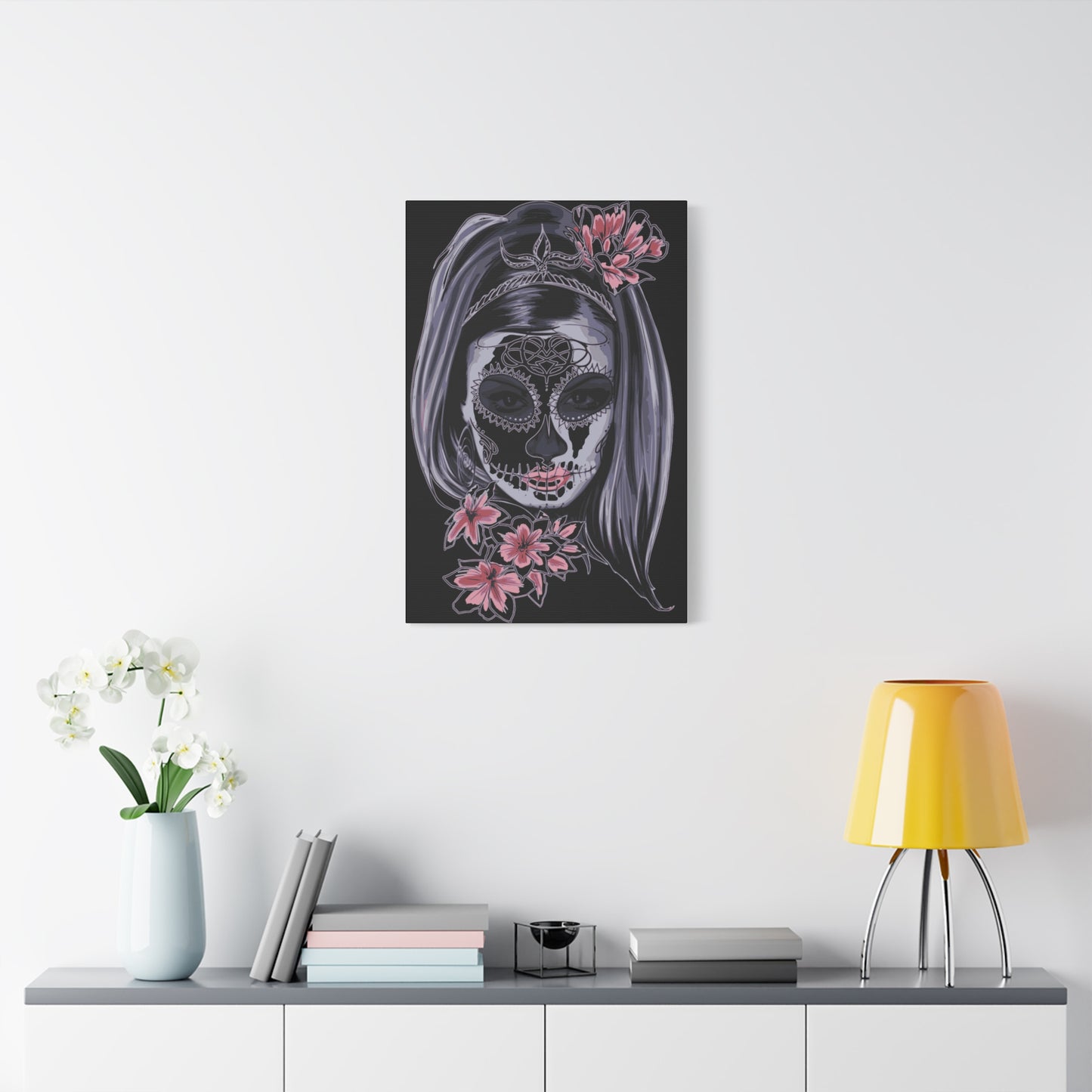 Lady Dead Mask Black Matte Canvas, Stretched, 1.25"