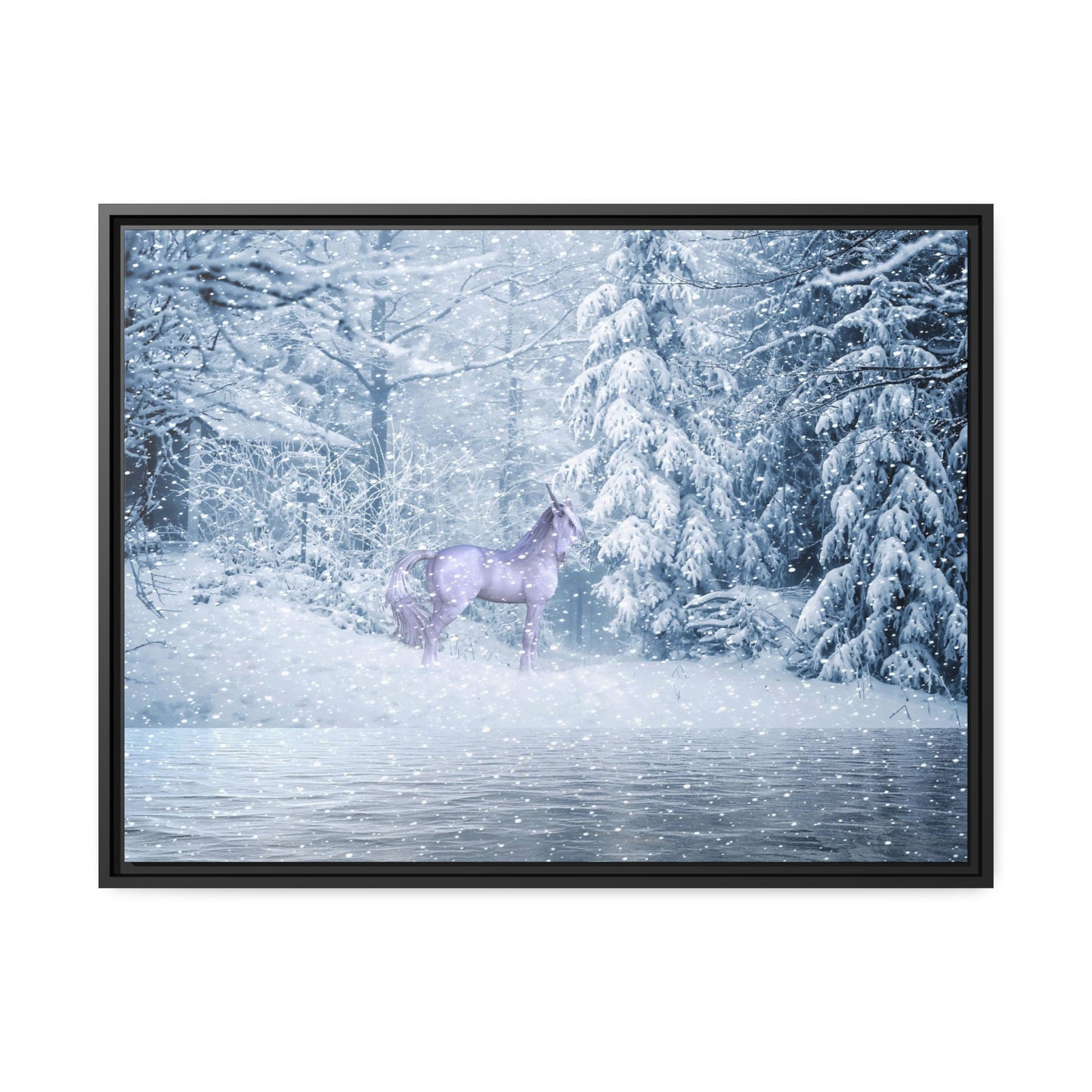 Mystic Unicorn Matte Canvas, Black Frame