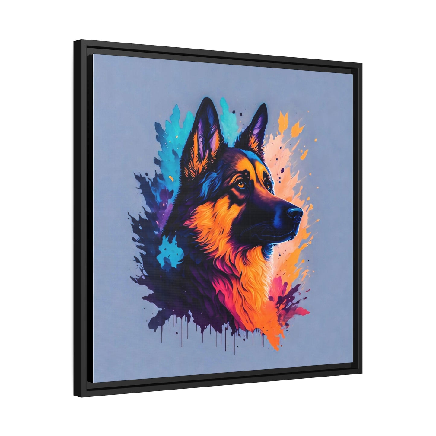 Shepherd Dog Matte Canvas, Black Frame