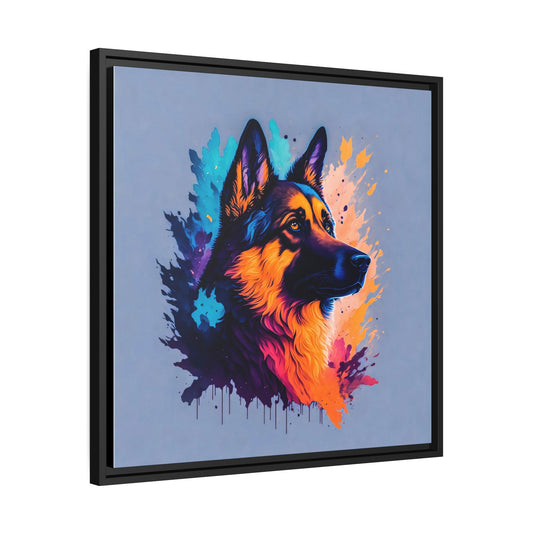Shepherd Dog Matte Canvas, Black Frame
