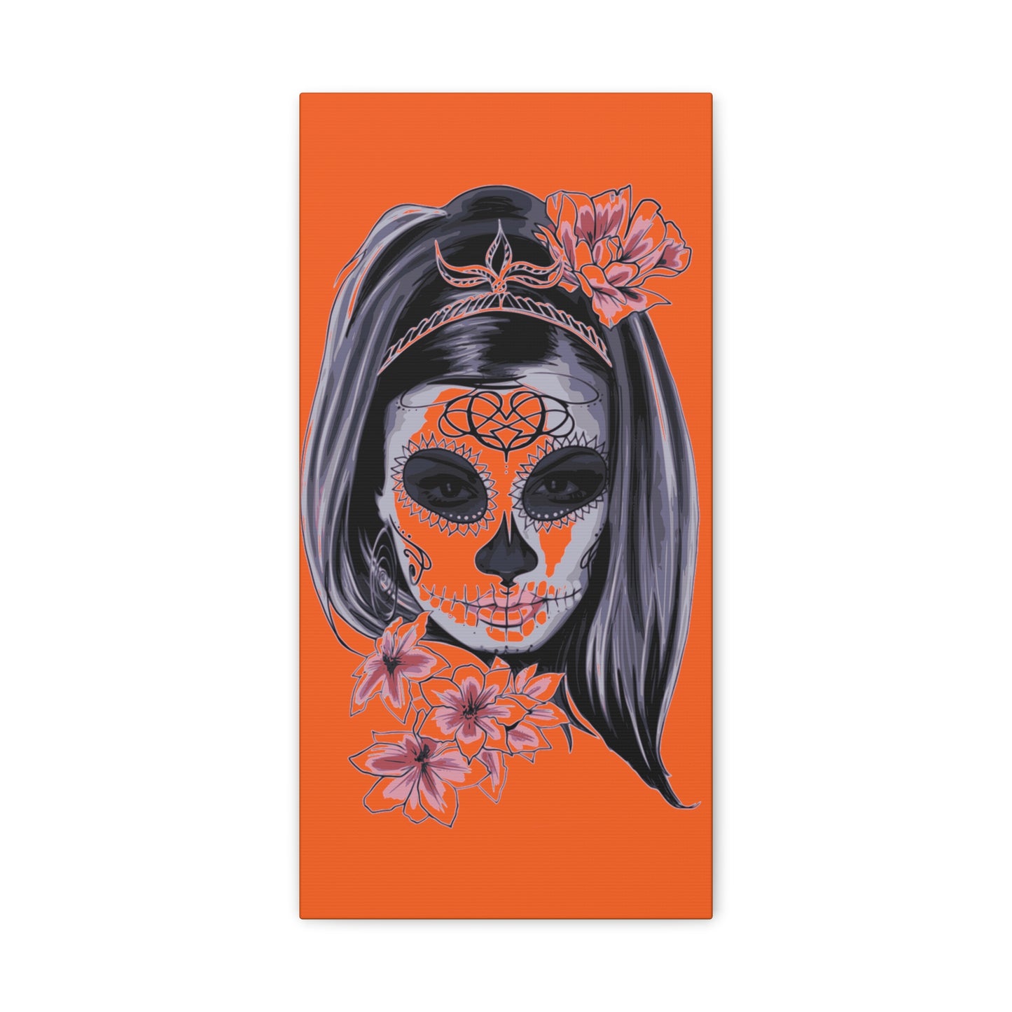 Lady Dead Mask Orange Matte Canvas, Stretched, 1.25"