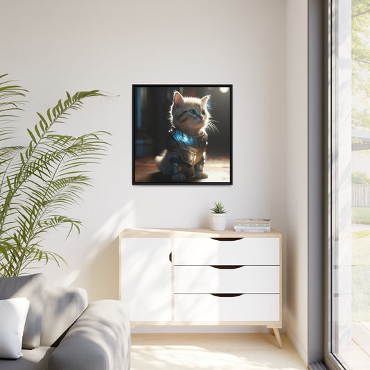 Thunder Kitten Matte Canvas, Black Frame