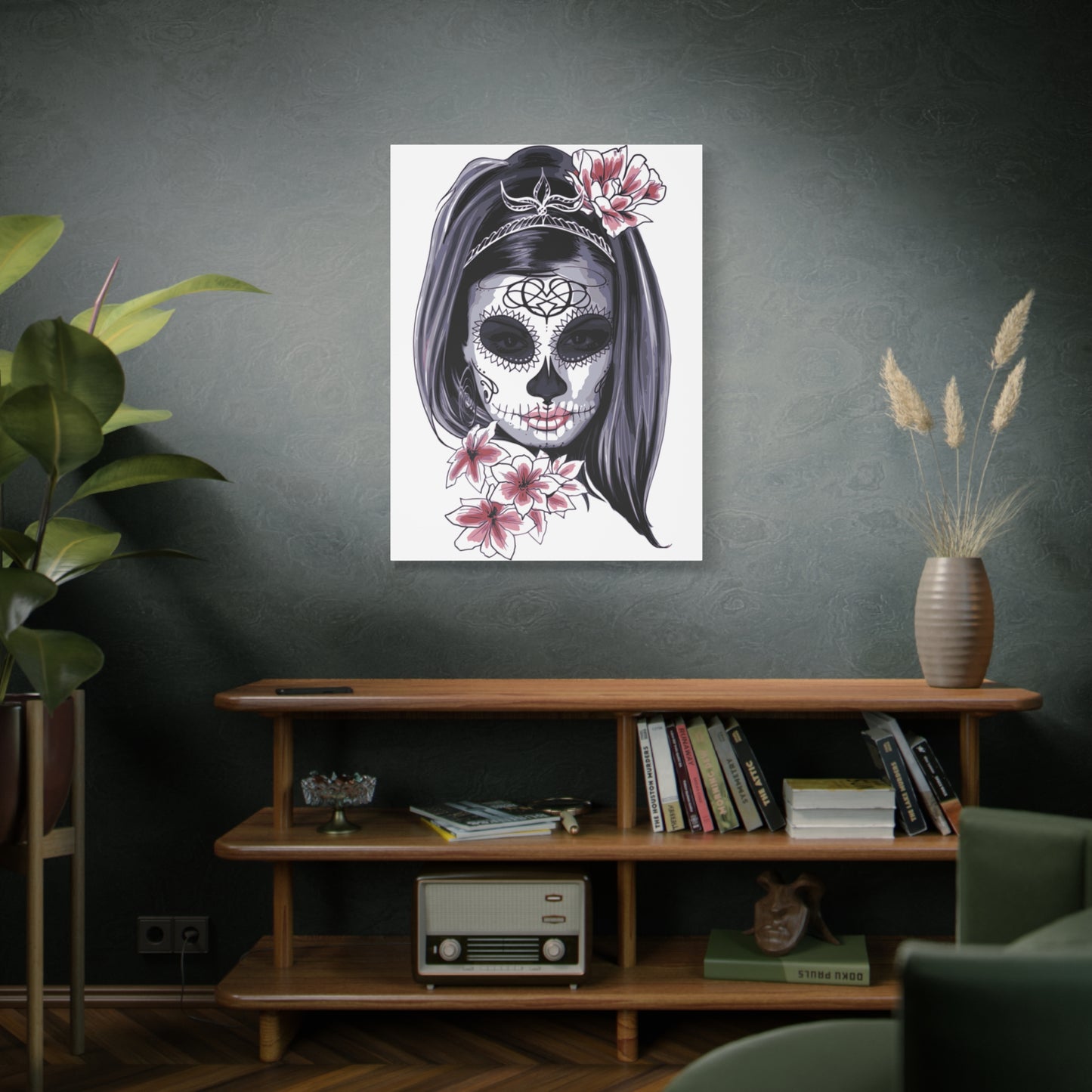Lady Dead Mask White Matte Canvas, Stretched, 1.25"