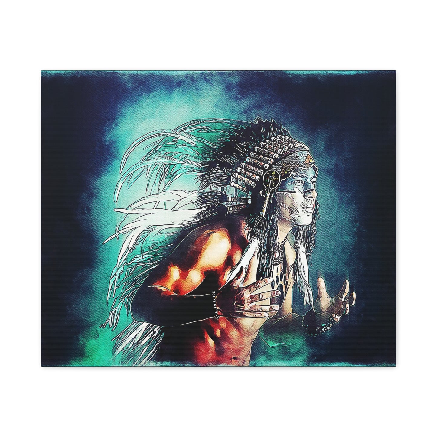 First Nation Man Matte Canvas, Stretched, 1.25"