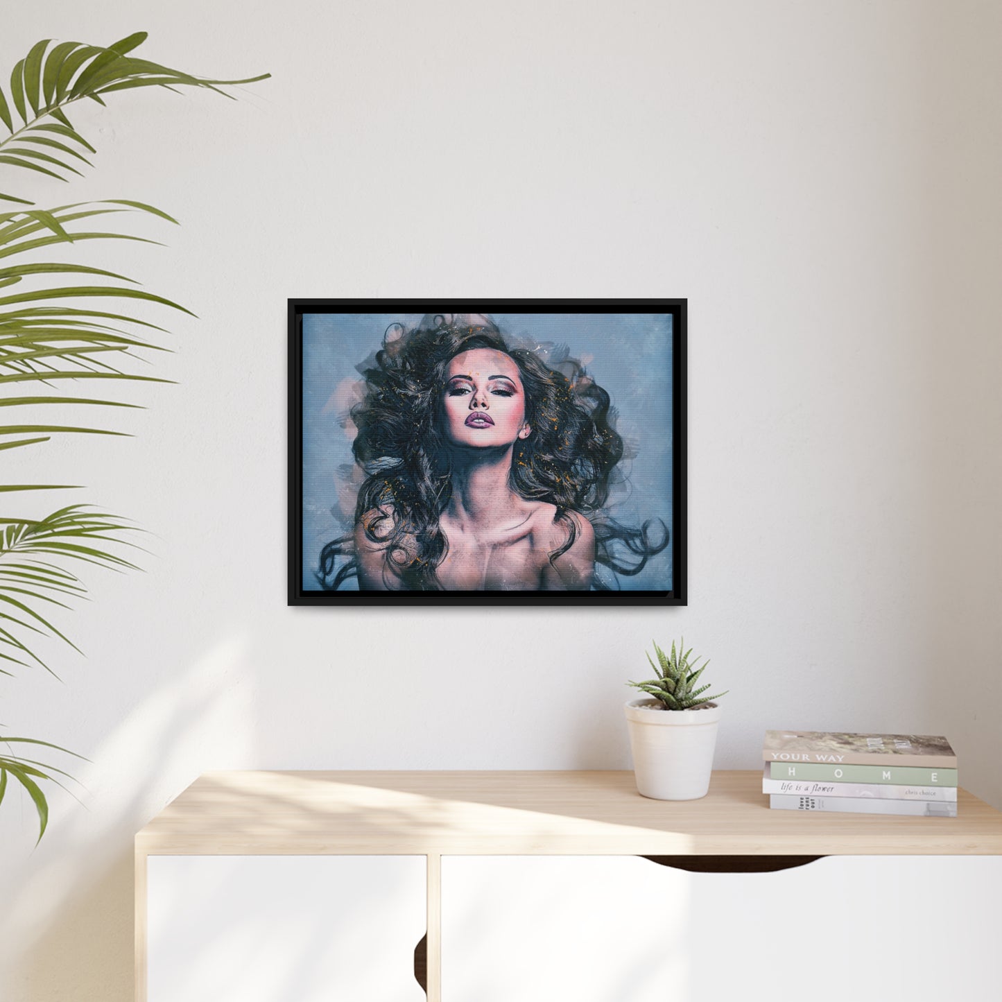 Woman Matte Canvas, Black Frame