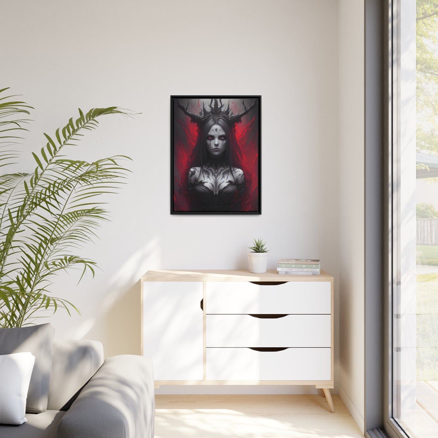 Woman Shaman Matte Canvas, Black Frame