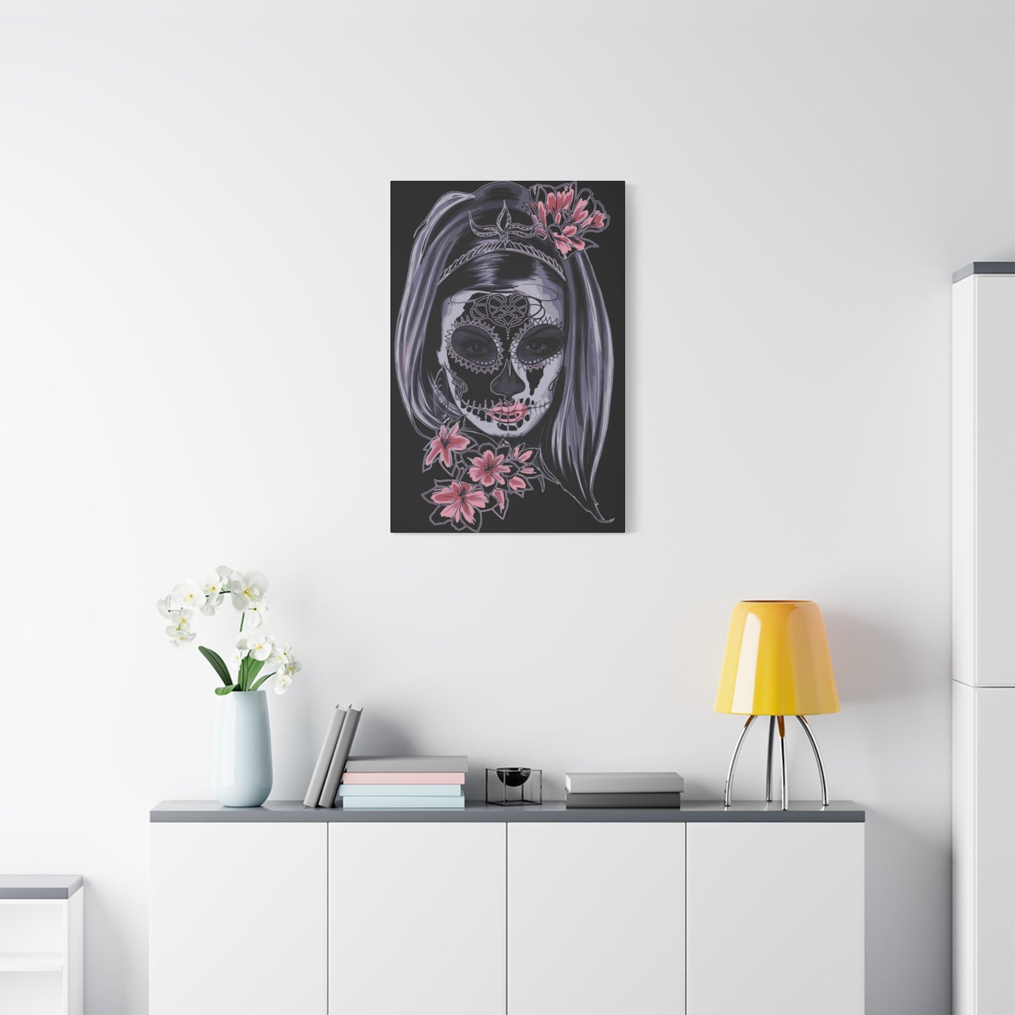 Lady Dead Mask Black Matte Canvas, Stretched, 1.25"