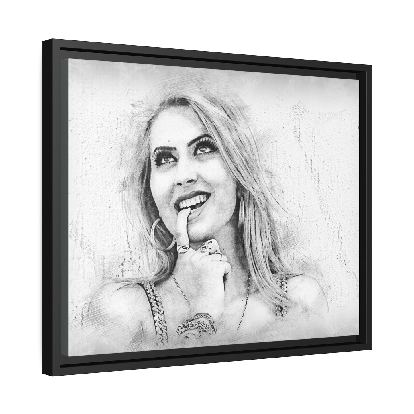 Woman Matte Canvas, Black Frame