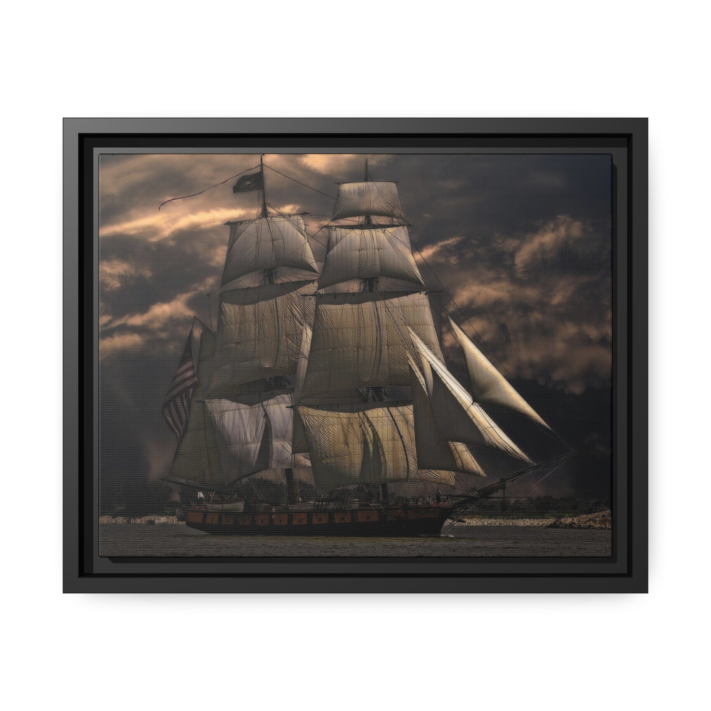 Sailing Ship Matte Canvas, Black Frame