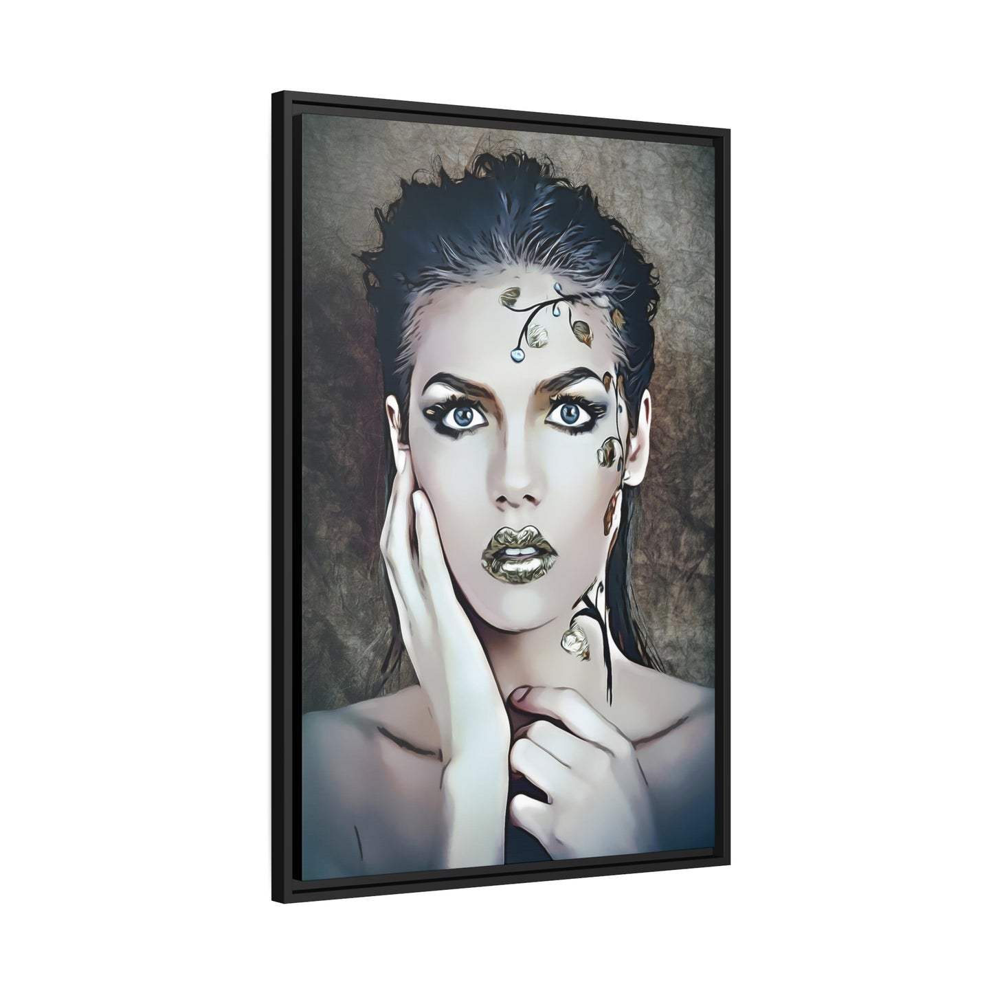 Woman Portrait Matte Canvas, Black Frame
