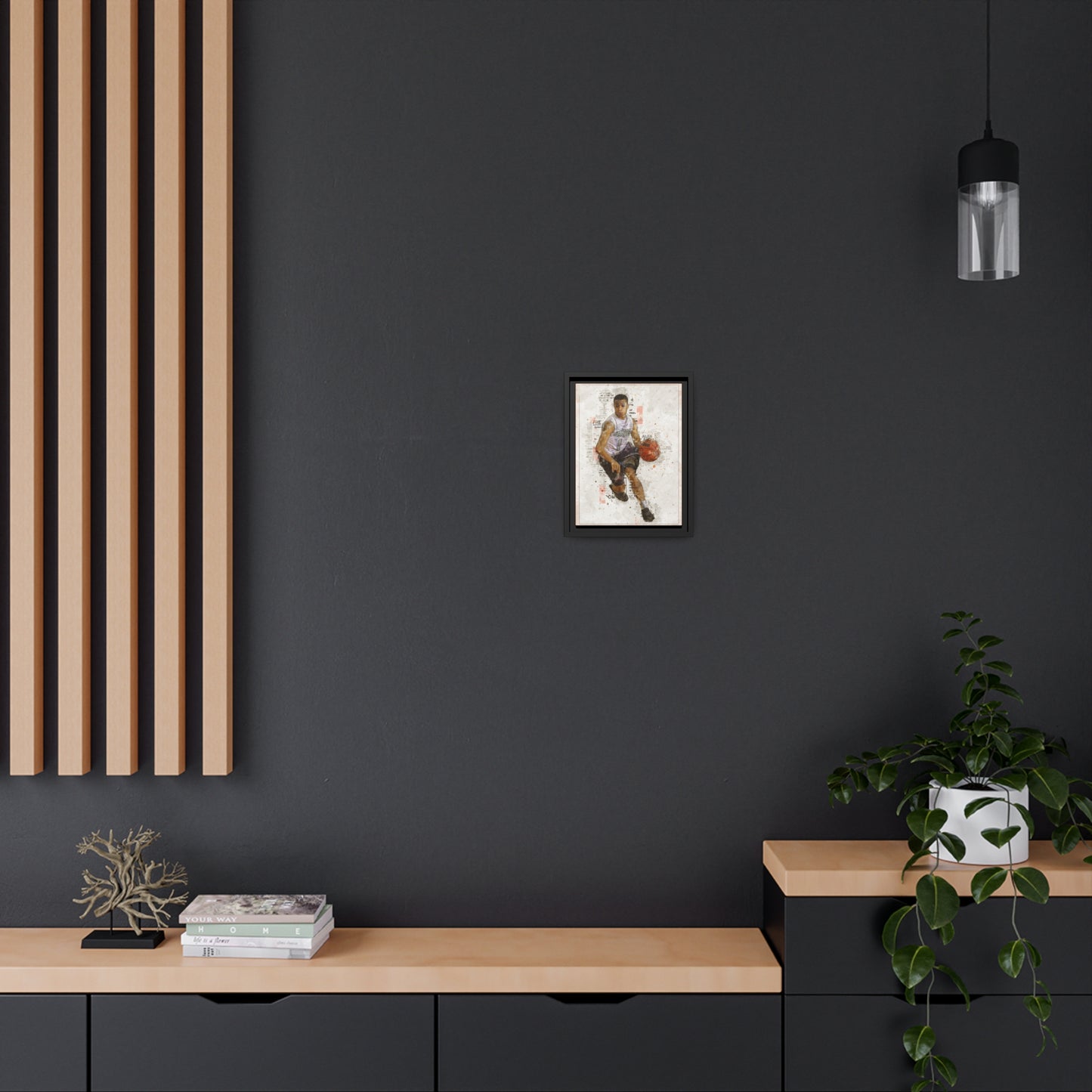 Basket Ball Matte Canvas, Black Frame