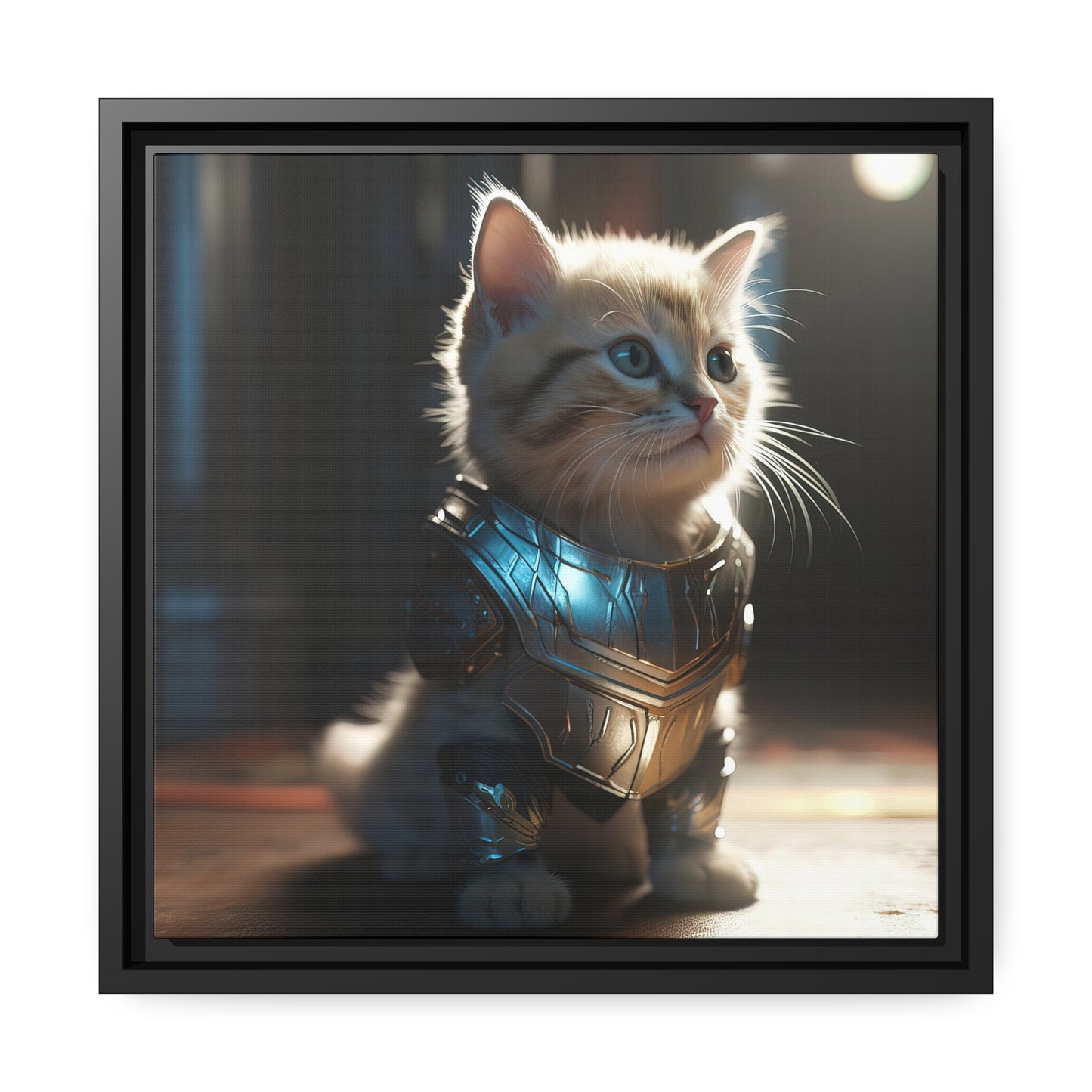 Thunder Kitten Matte Canvas, Black Frame
