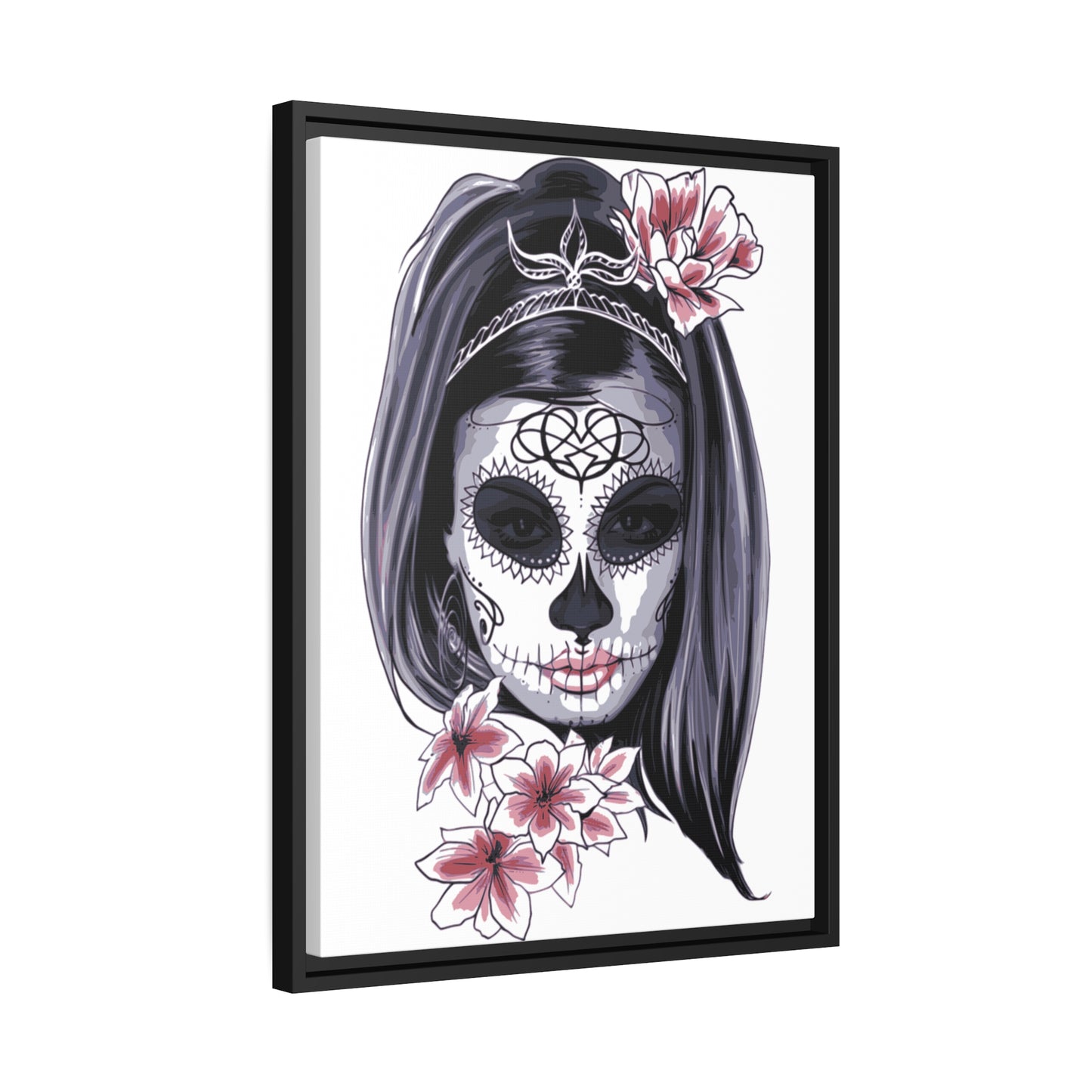 Lady Dead Mask White Matte Canvas, Black Frame