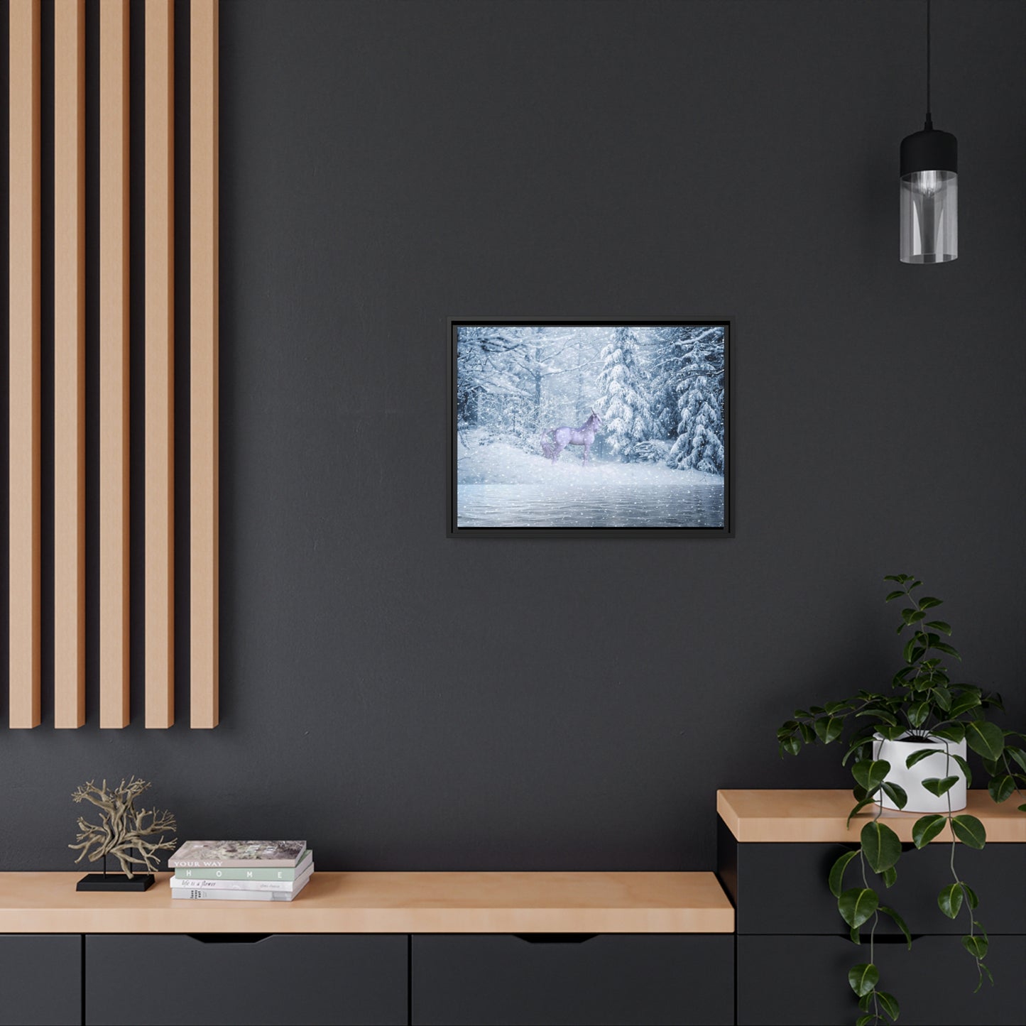 Mystic Unicorn Matte Canvas, Black Frame