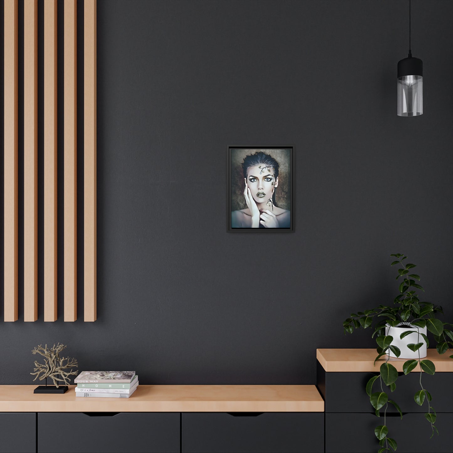 Woman Portrait Matte Canvas, Black Frame
