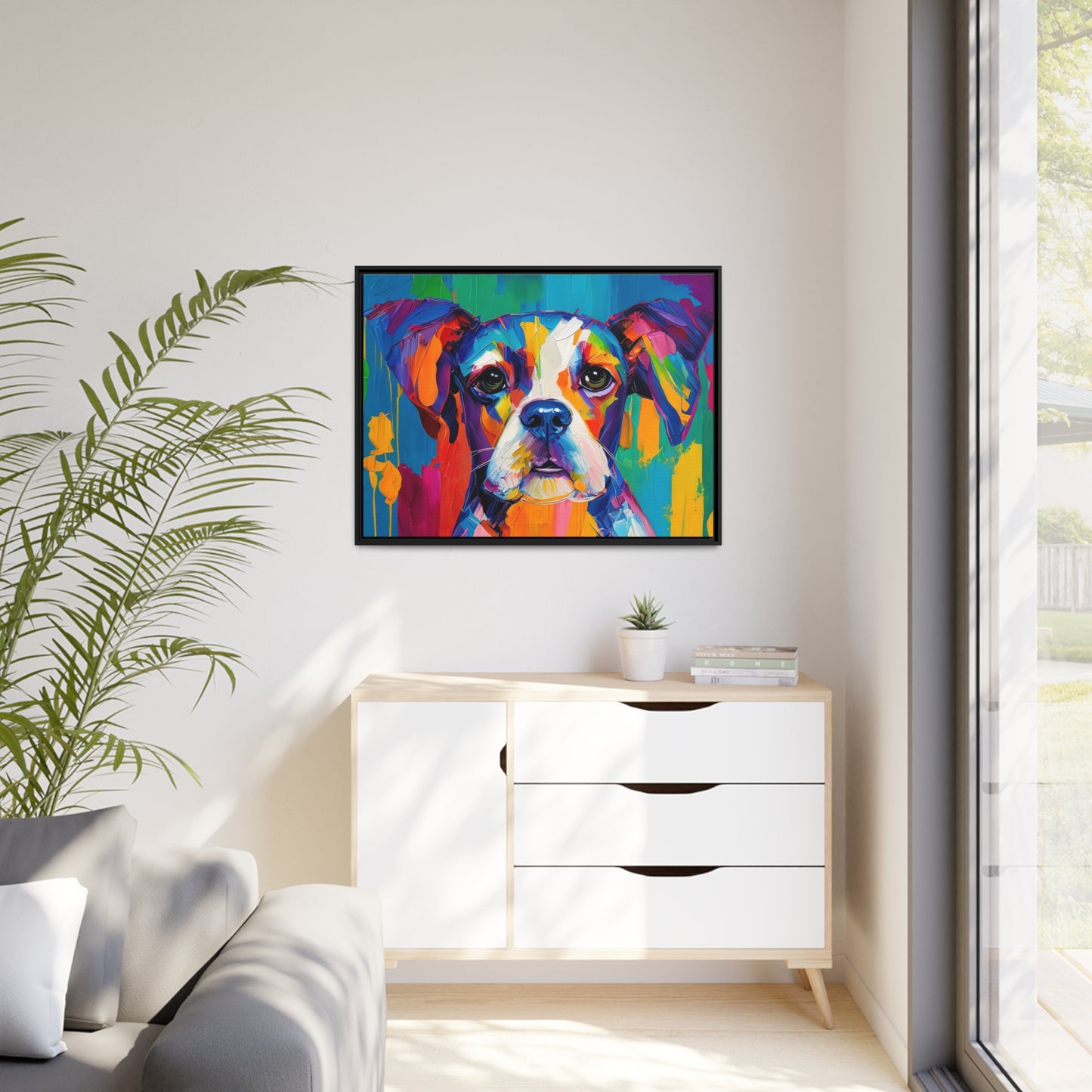 Dog AI Gen Matte Canvas, Black Frame