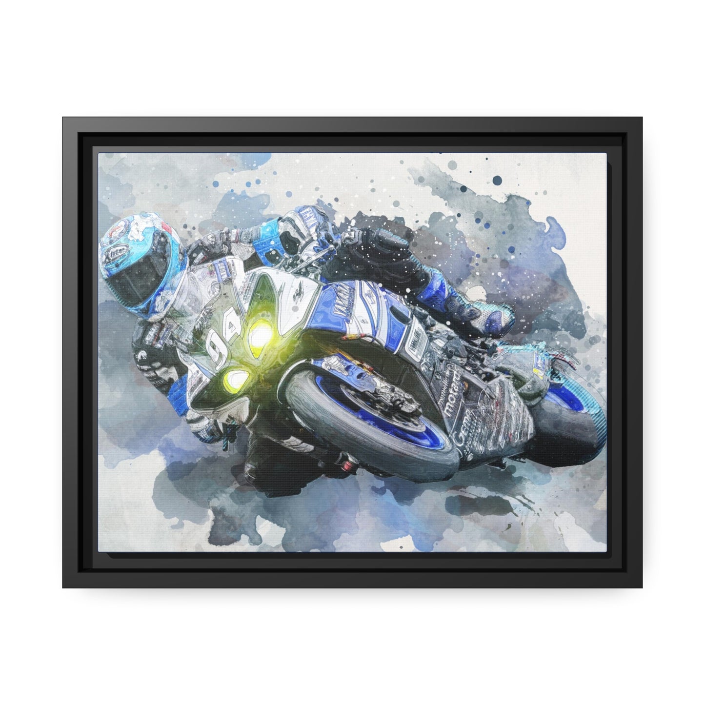 Motorcycle Race Matte Canvas, Black Frame