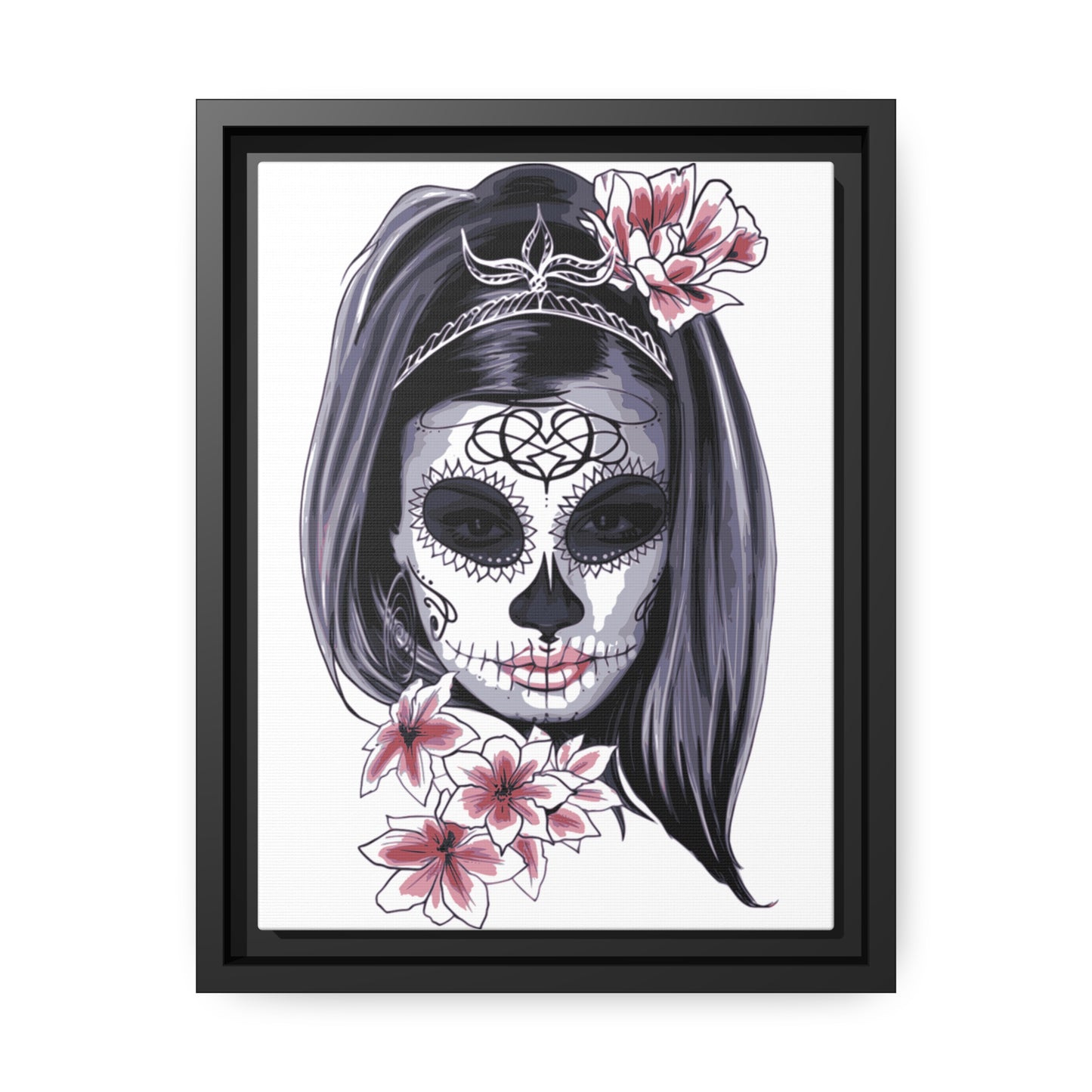 Lady Dead Mask White Matte Canvas, Black Frame