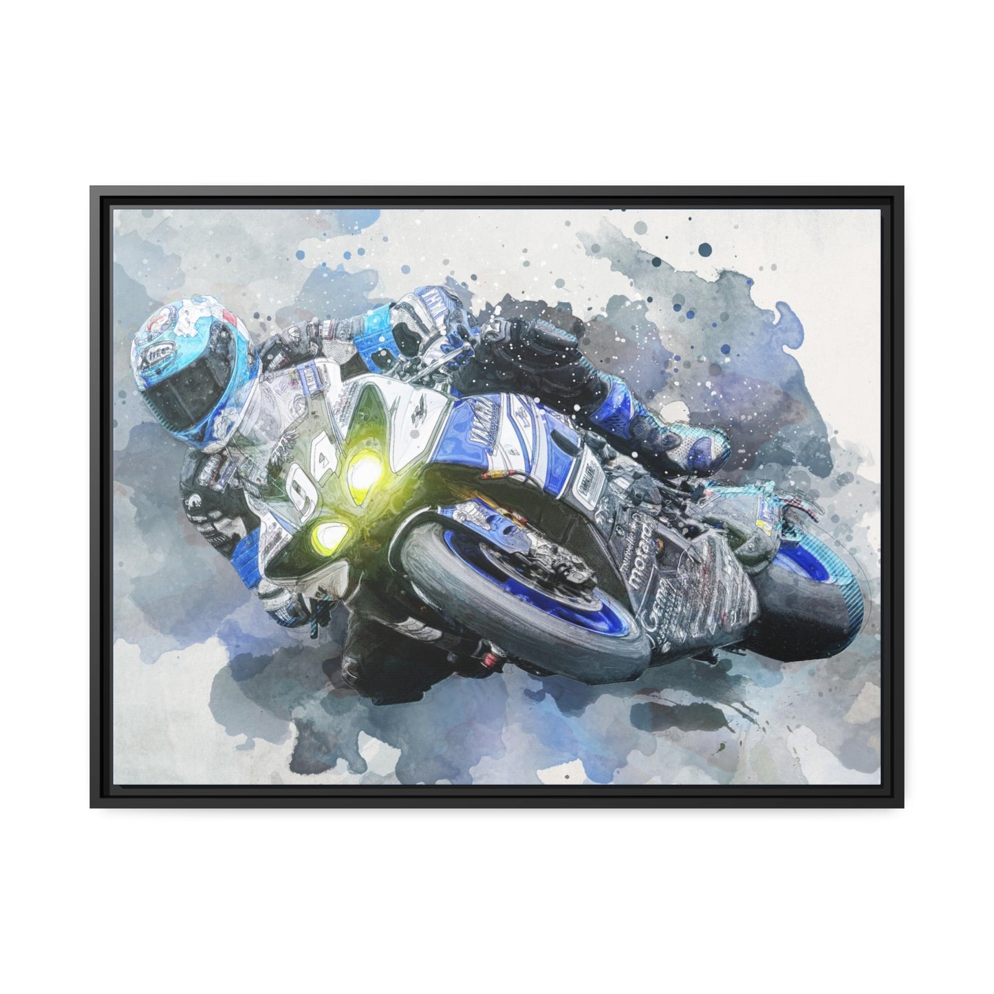 Motorcycle Race Matte Canvas, Black Frame