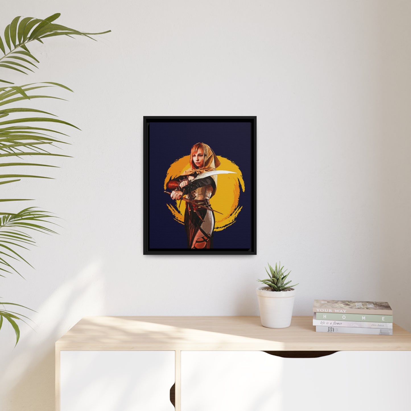 Cosplay Woman Warrior Matte Canvas, Black Frame