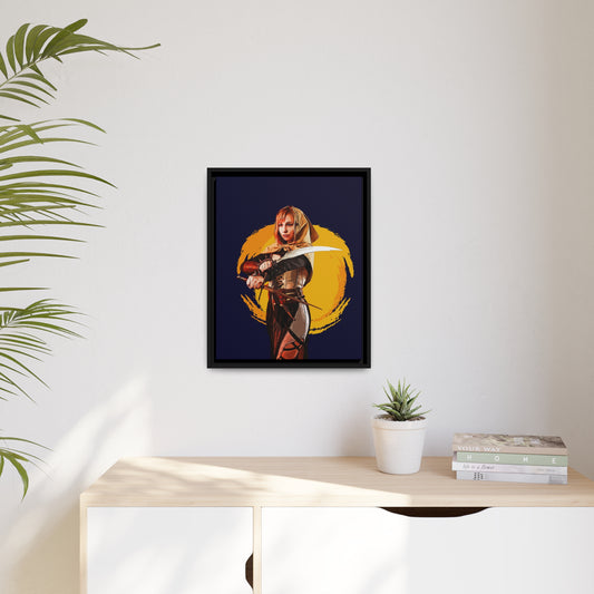 Cosplay Woman Warrior Matte Canvas, Black Frame