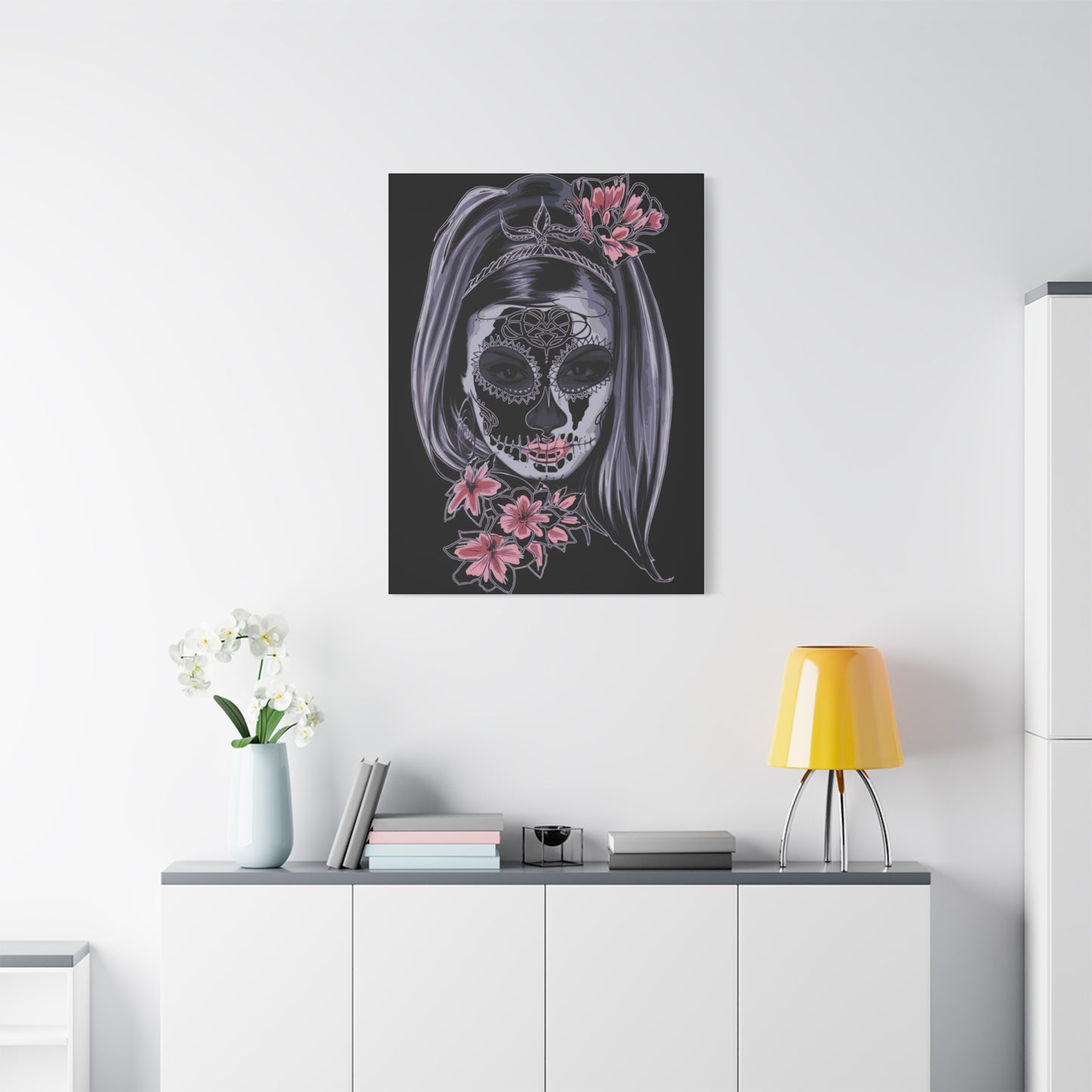 Lady Dead Mask Black Matte Canvas, Stretched, 1.25"
