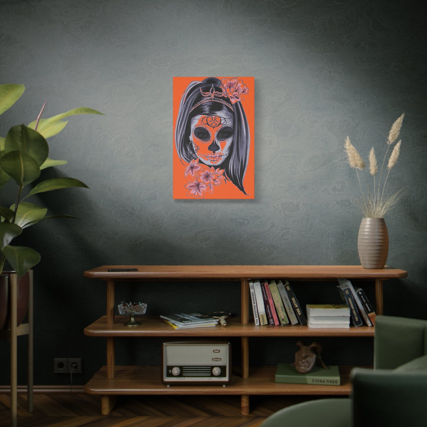 Lady Dead Mask Orange Matte Canvas, Stretched, 1.25"