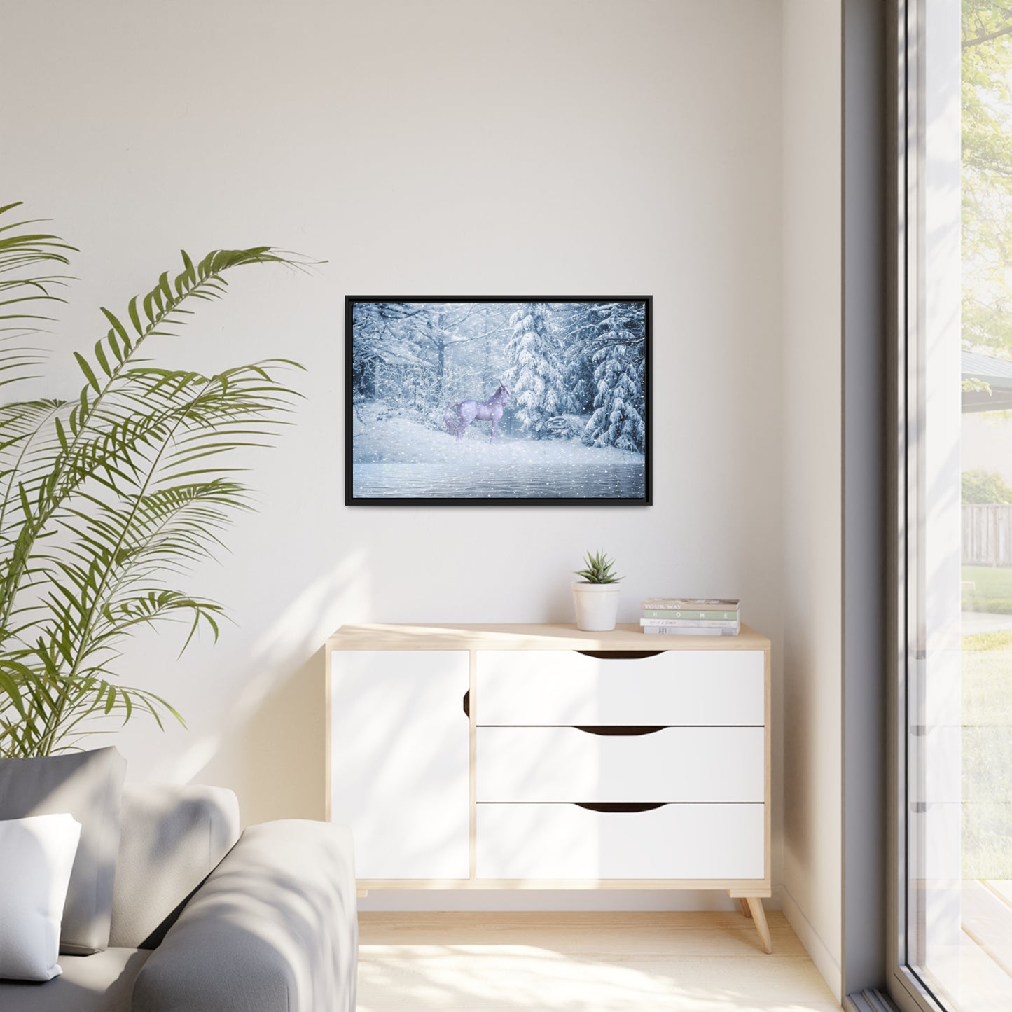 Mystic Unicorn Matte Canvas, Black Frame
