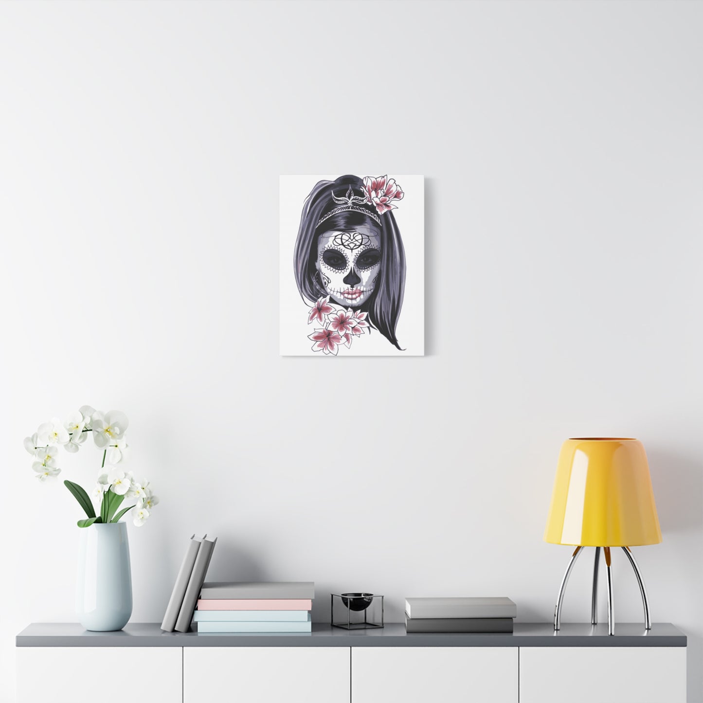 Lady Dead Mask White Matte Canvas, Stretched, 1.25"