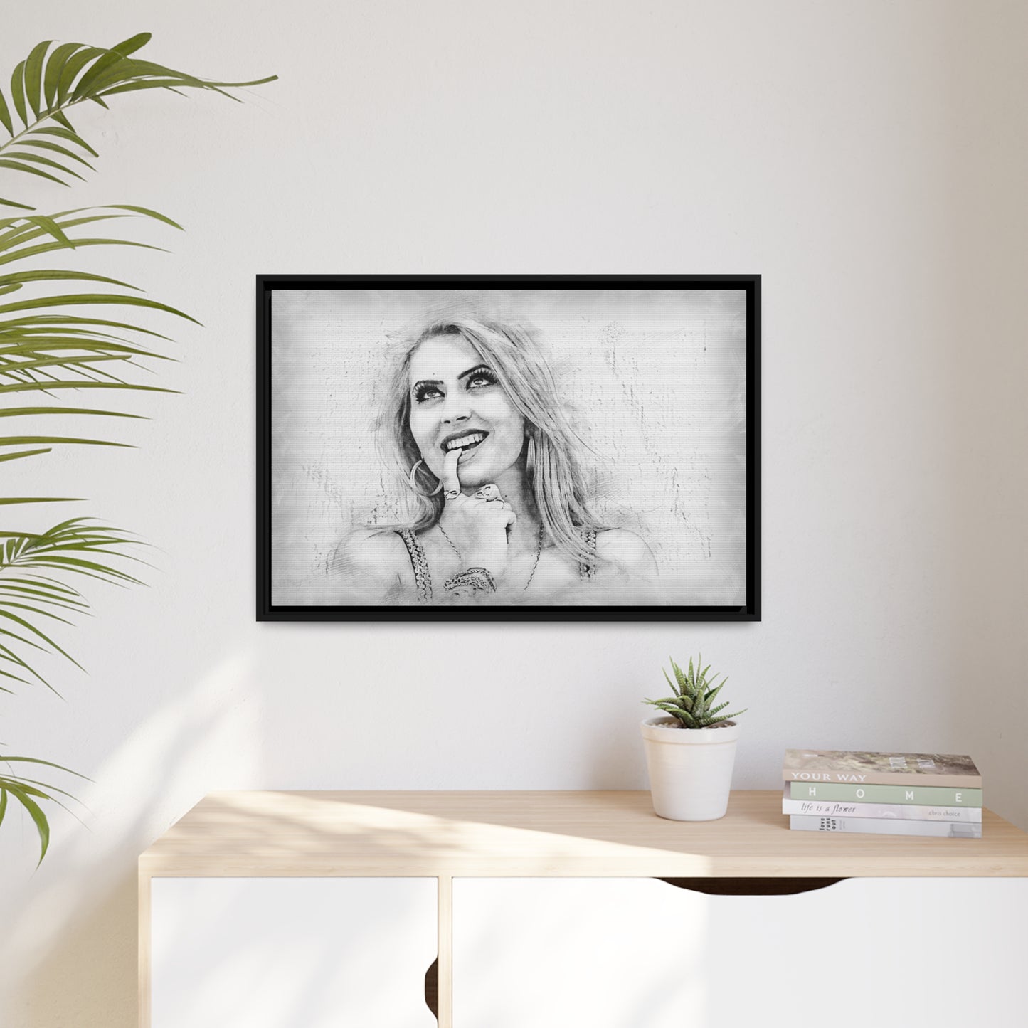 Woman Matte Canvas, Black Frame