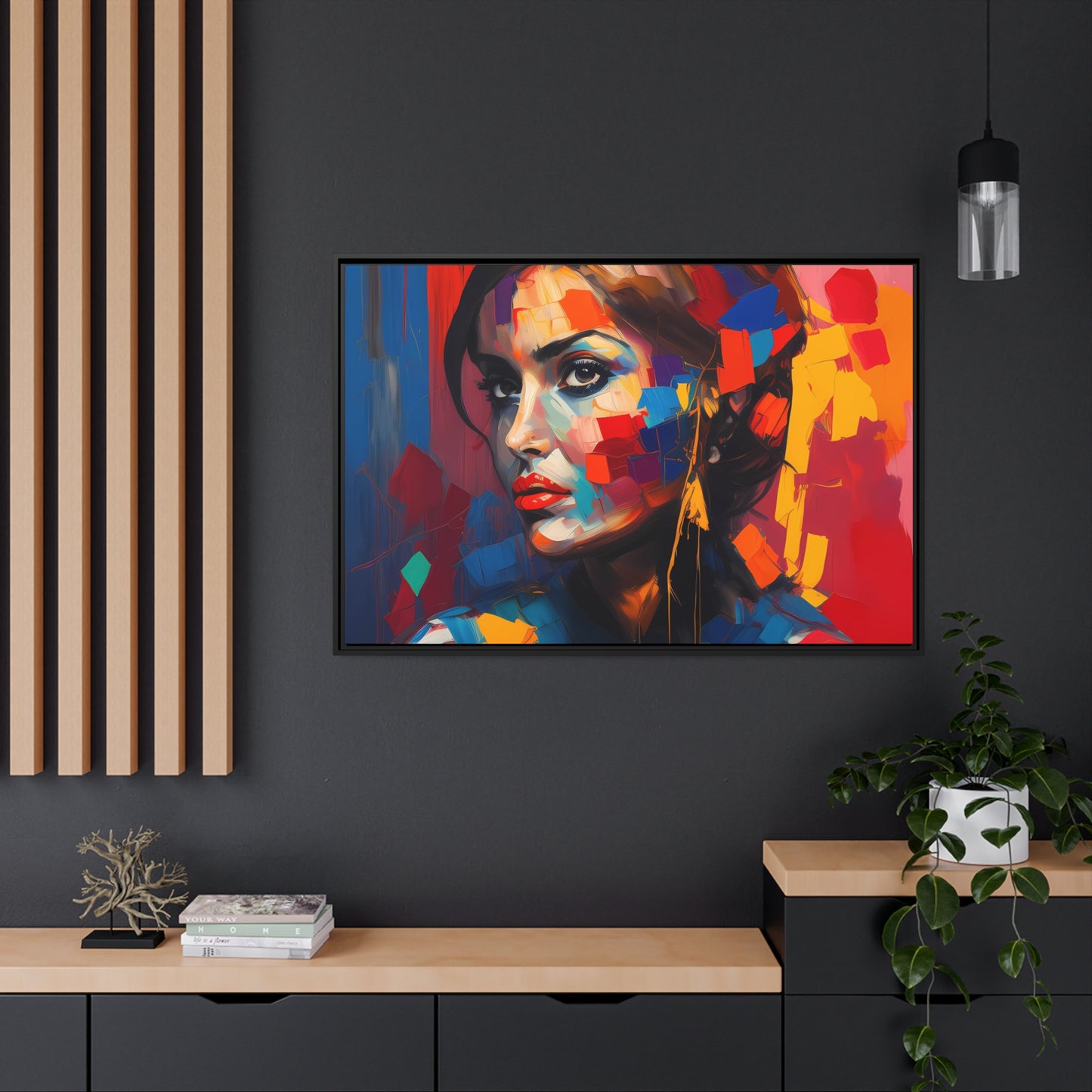 Woman AI Gen Matte Canvas, Black Frame