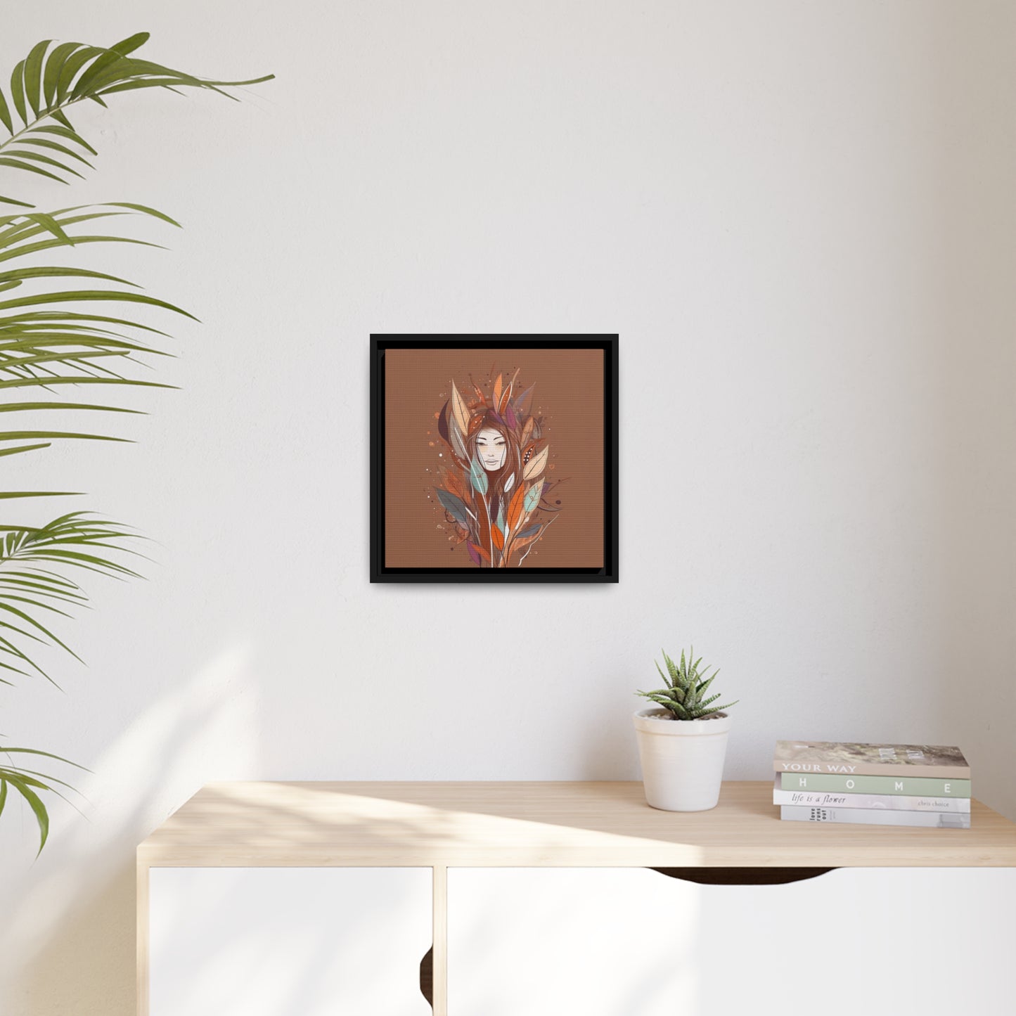 Women Flowers Matte Canvas, Black Frame
