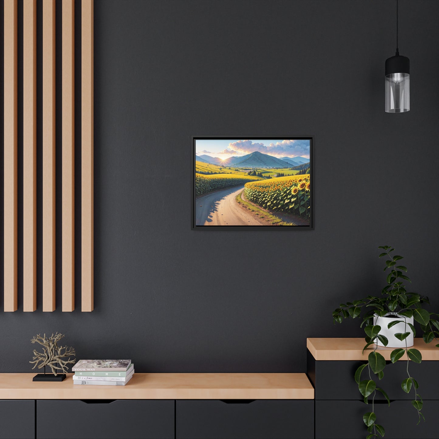 Sunflowers AI Gen Matte Canvas, Black Frame