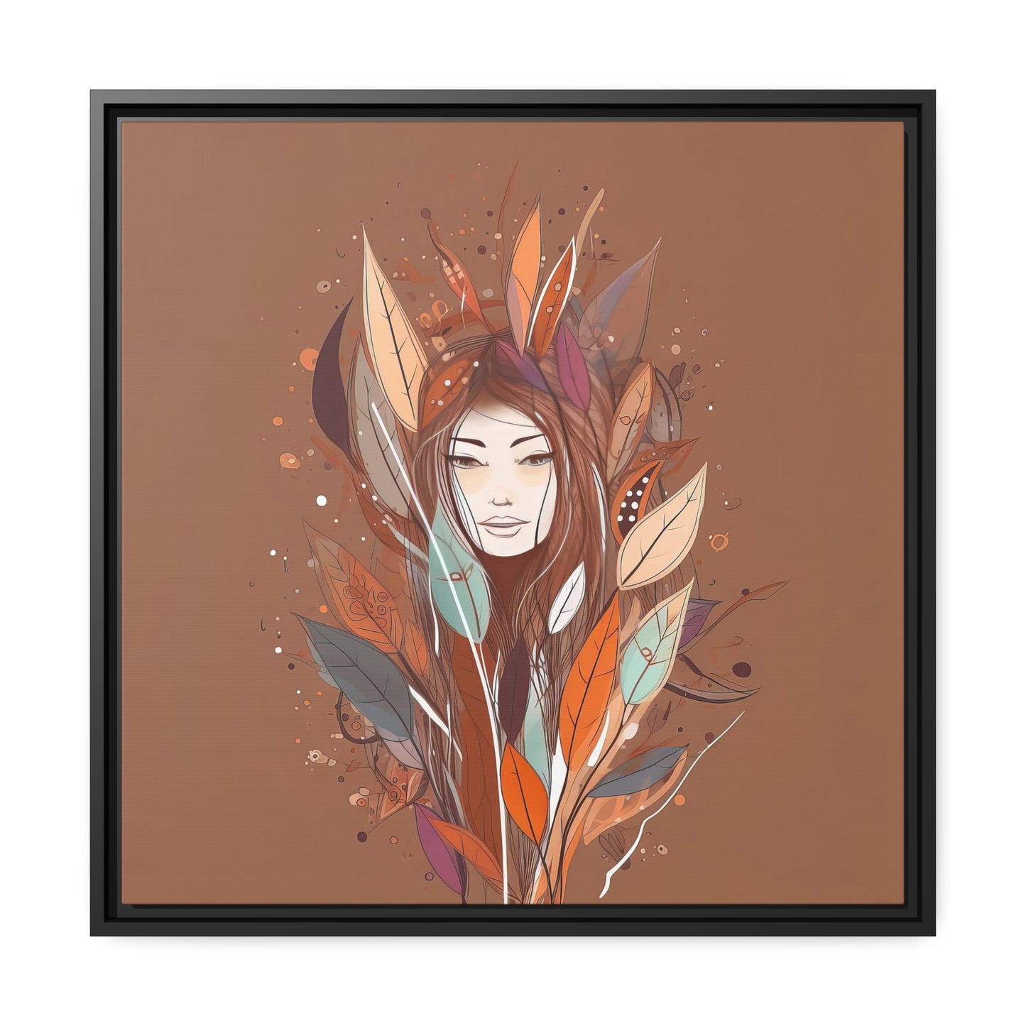Women Flowers Matte Canvas, Black Frame