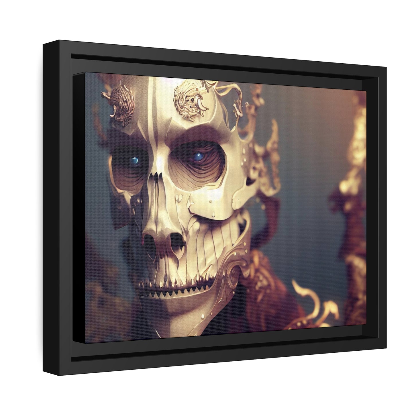 Skull AI Gen Matte Canvas, Black Frame