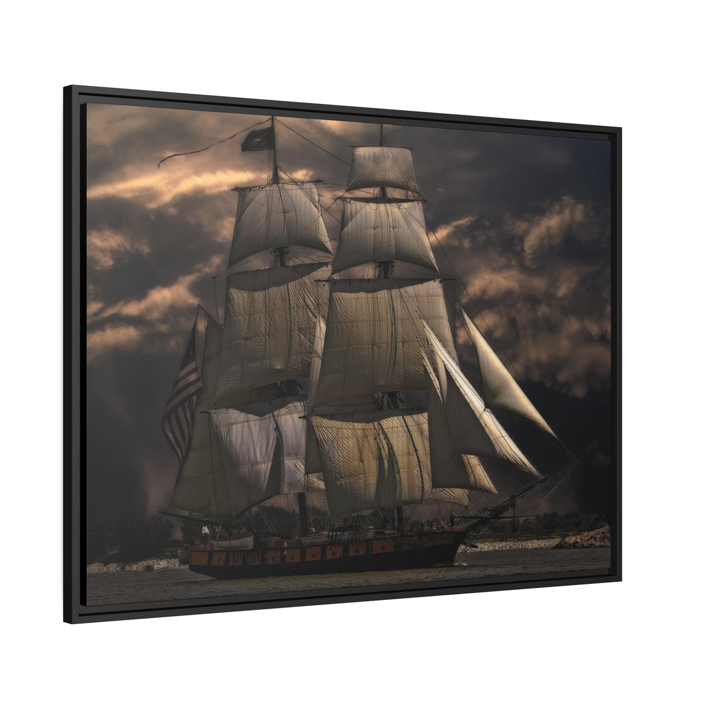 Sailing Ship Matte Canvas, Black Frame