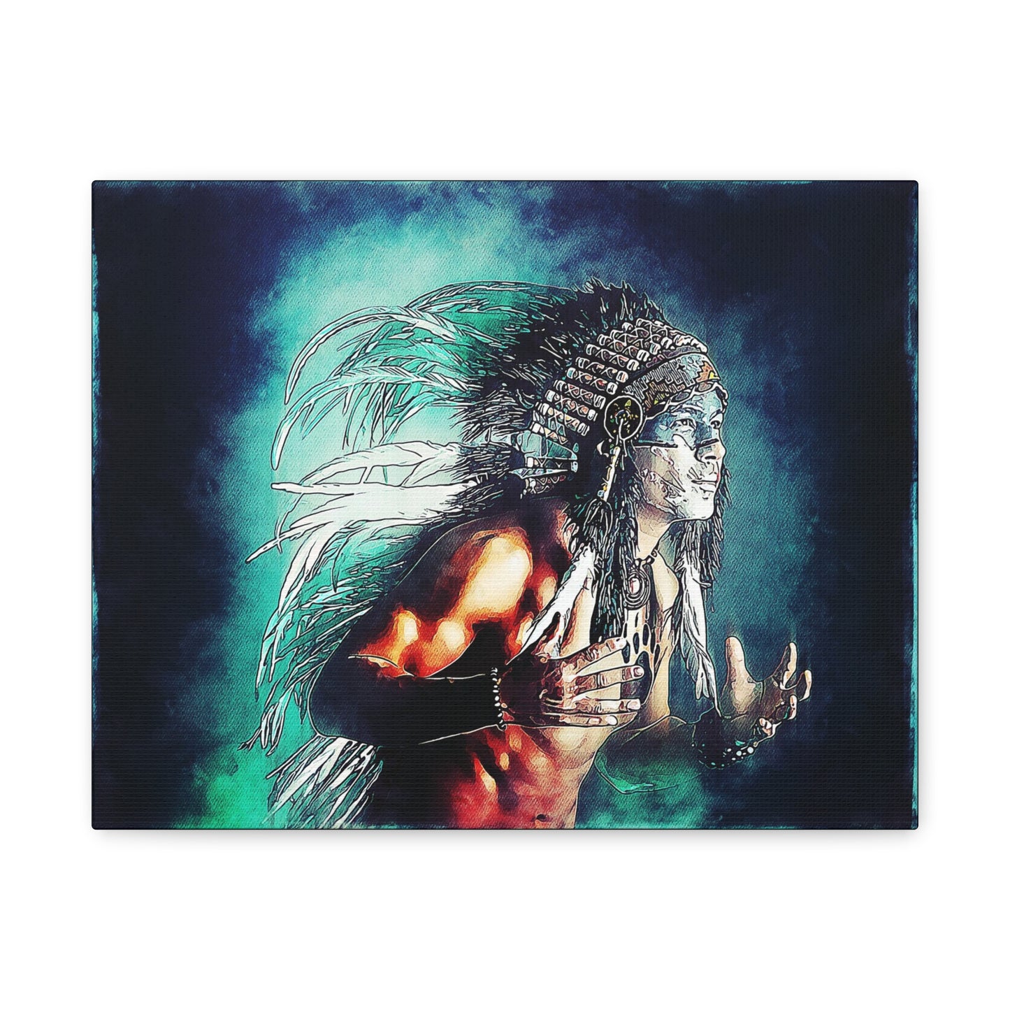 First Nation Man Matte Canvas, Stretched, 1.25"